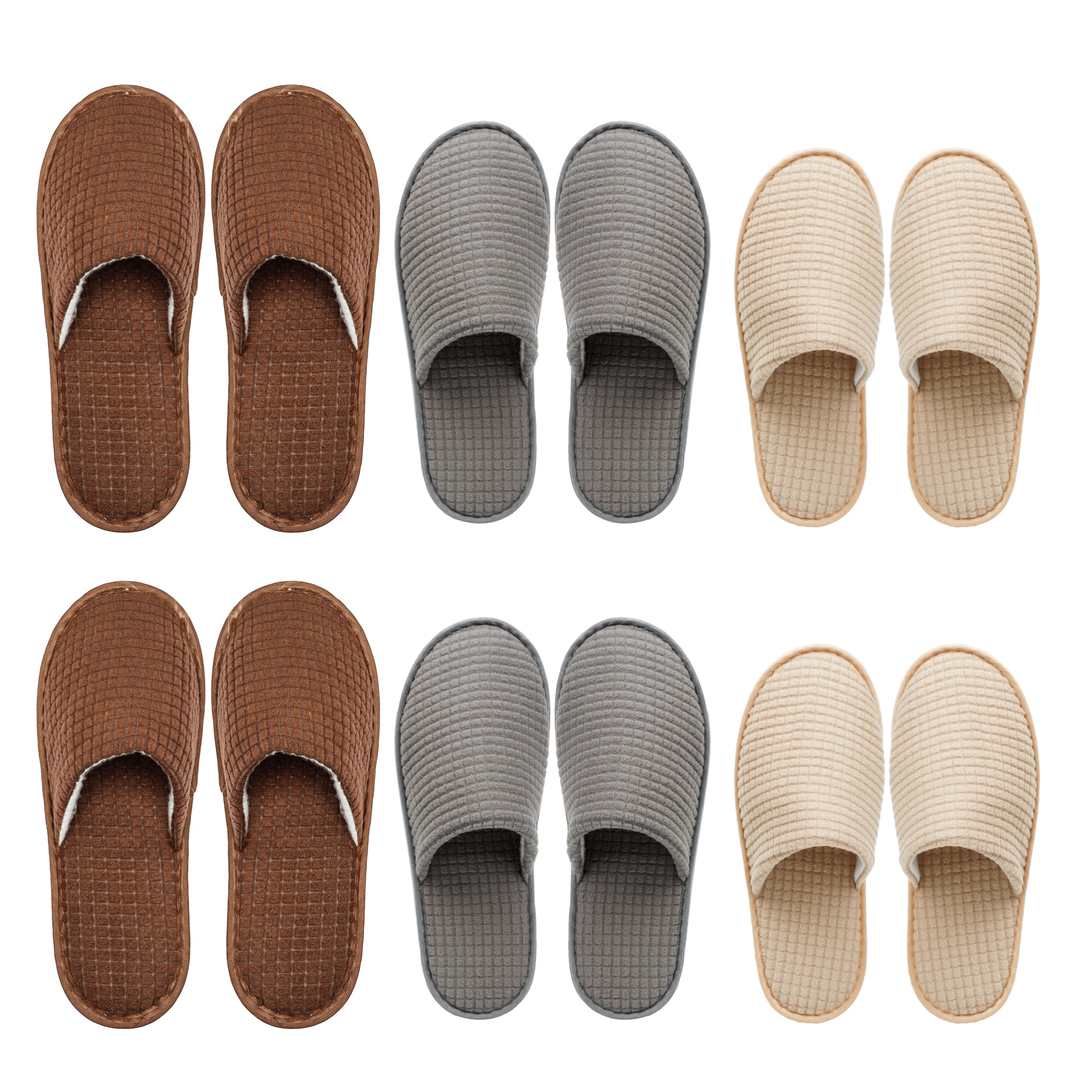 OSTADARRA 6 Pairs Spa Slippers – Non-Slip, Washable, Unisex Guest Slippers for Hotel, Home & Travel
