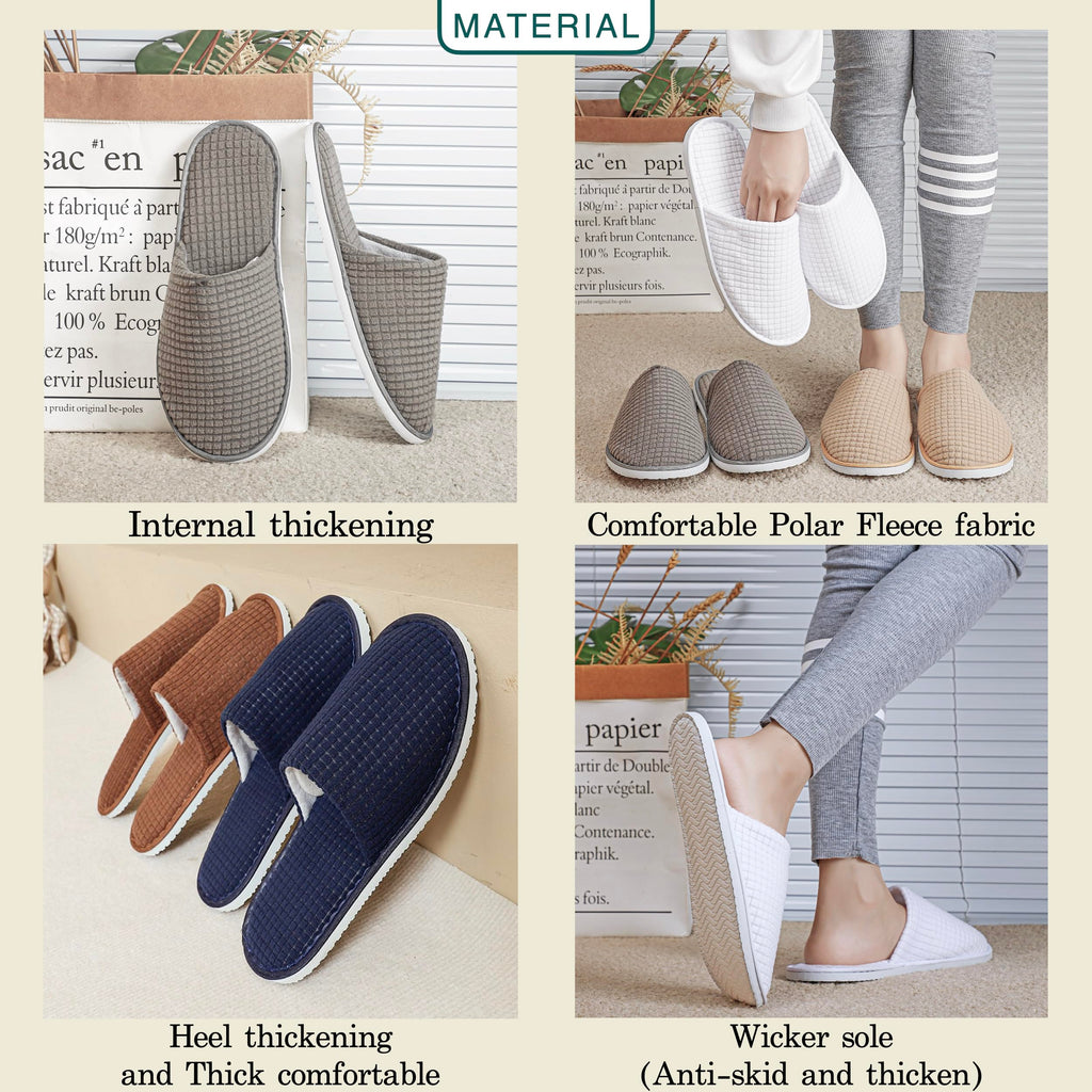 OSTADARRA 6 Pairs Spa Slippers – Non-Slip, Washable, Unisex Guest Slippers for Hotel, Home & Travel