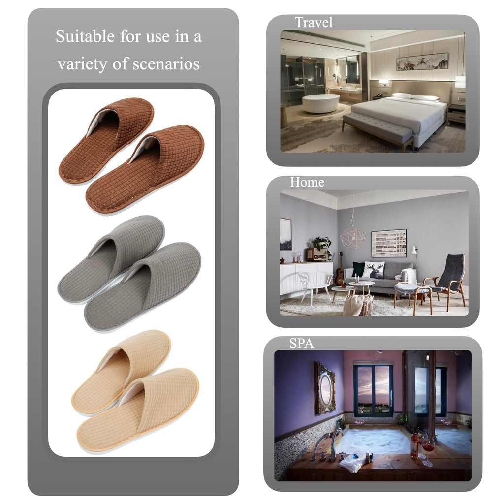 OSTADARRA 6 Pairs Spa Slippers – Non-Slip, Washable, Unisex Guest Slippers for Hotel, Home & Travel