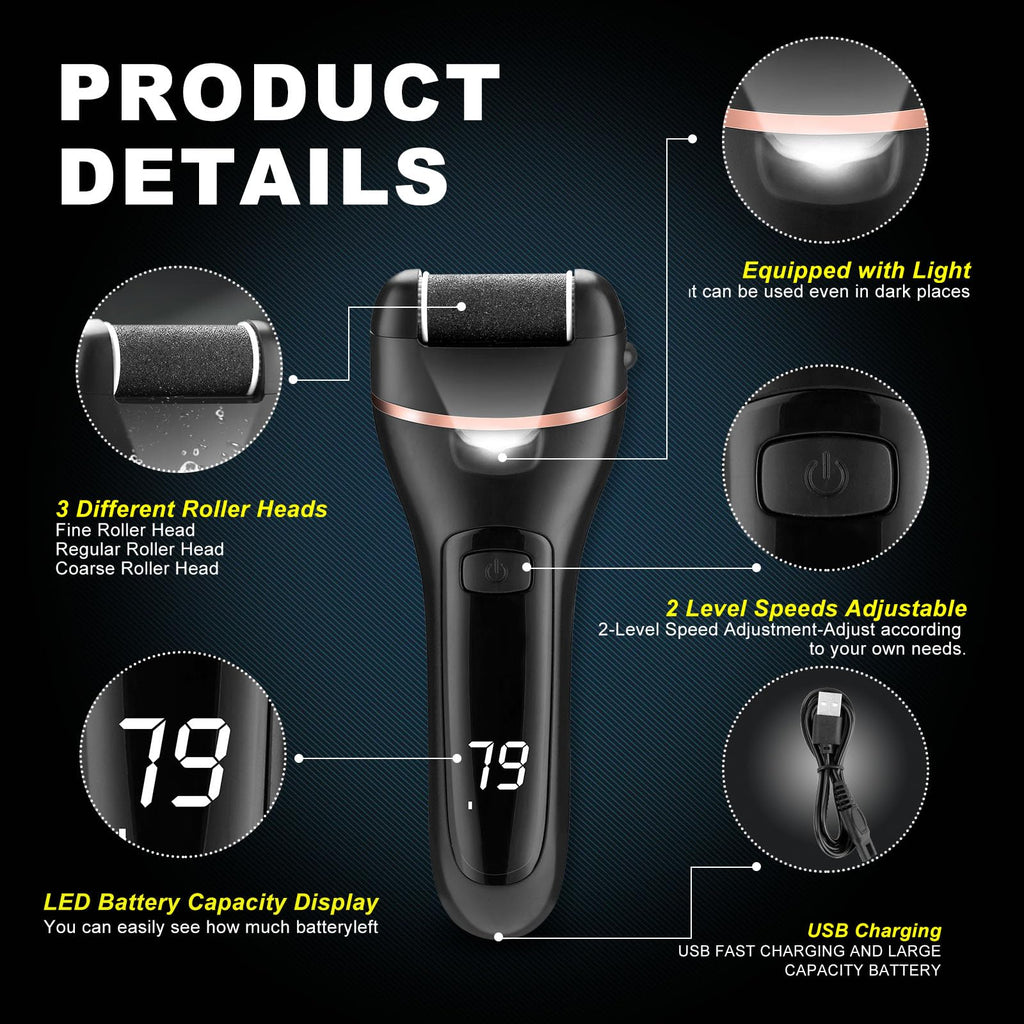 OTAZWA Electric Foot Callus Remover | 21-in-1 Pedicure Kit, 2 Speeds, USB Rechargeable, Waterproof