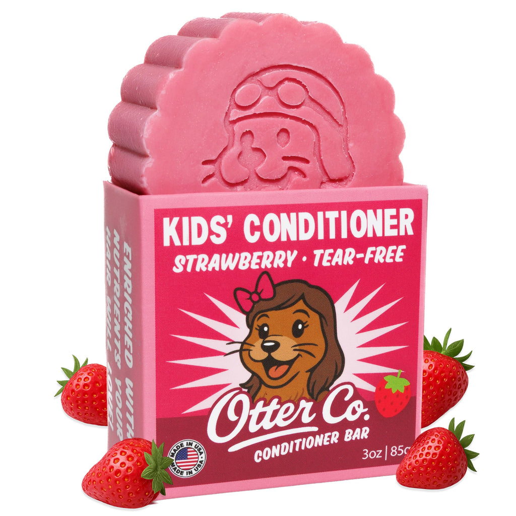 Otter Co Kids Strawberry Conditioner Bar – Tear-Free, Organic, Sulfate-Free for Sensitive Hair | USA Made