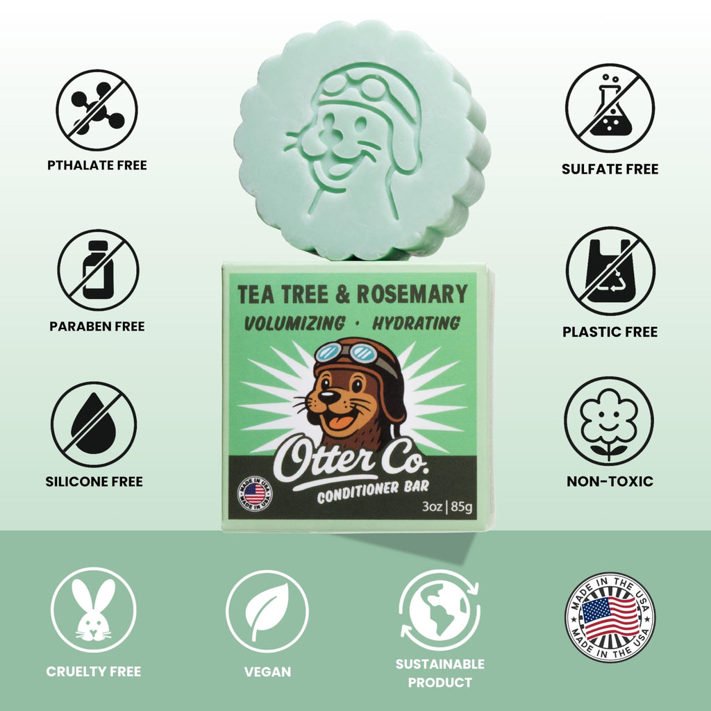Otter Co Tea Tree & Rosemary Volumizing Conditioner Bar - Vegan, Sulfate Free, Non-Toxic, Made in USA