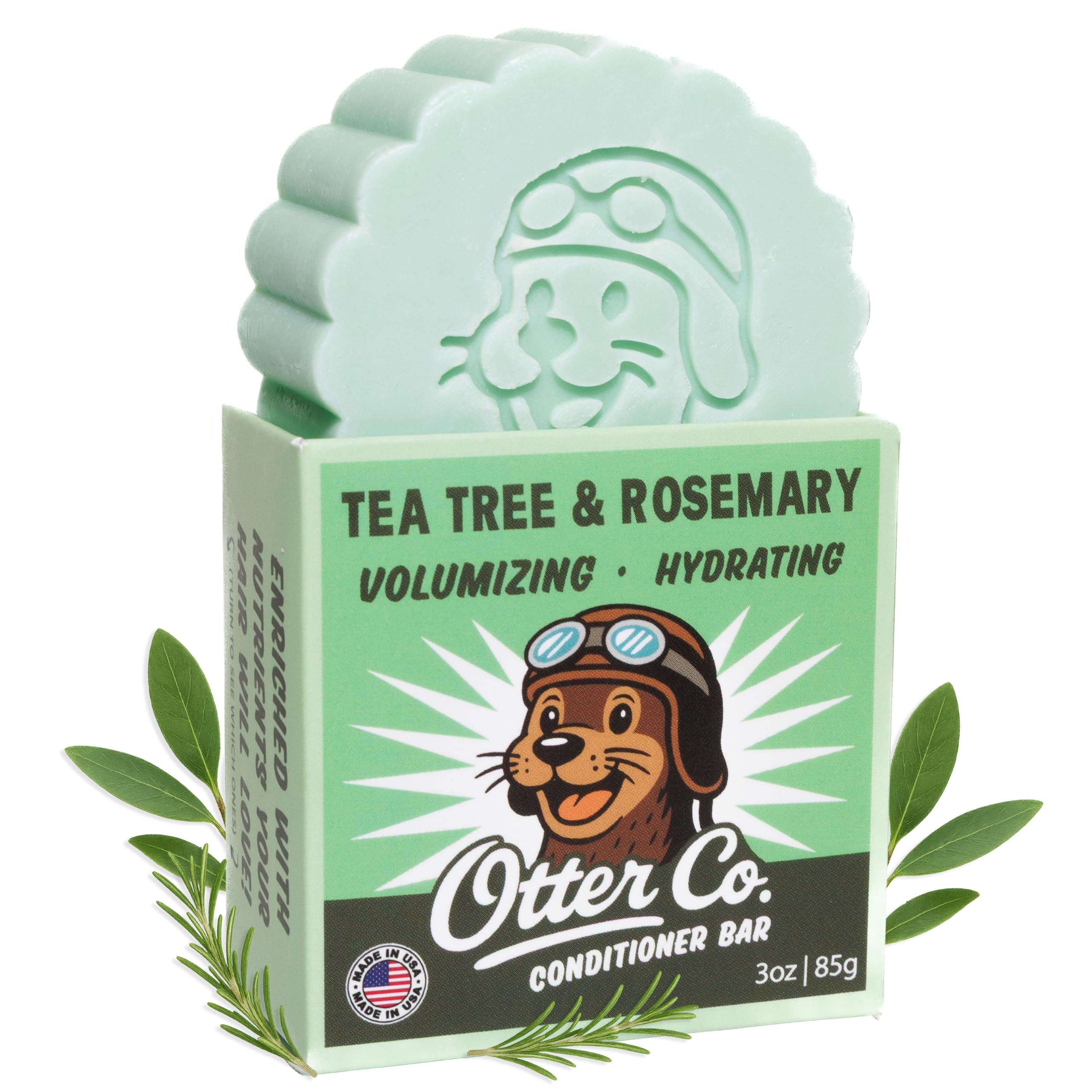 Otter Co Tea Tree & Rosemary Volumizing Conditioner Bar - Vegan, Sulfate Free, Non-Toxic, Made in USA
