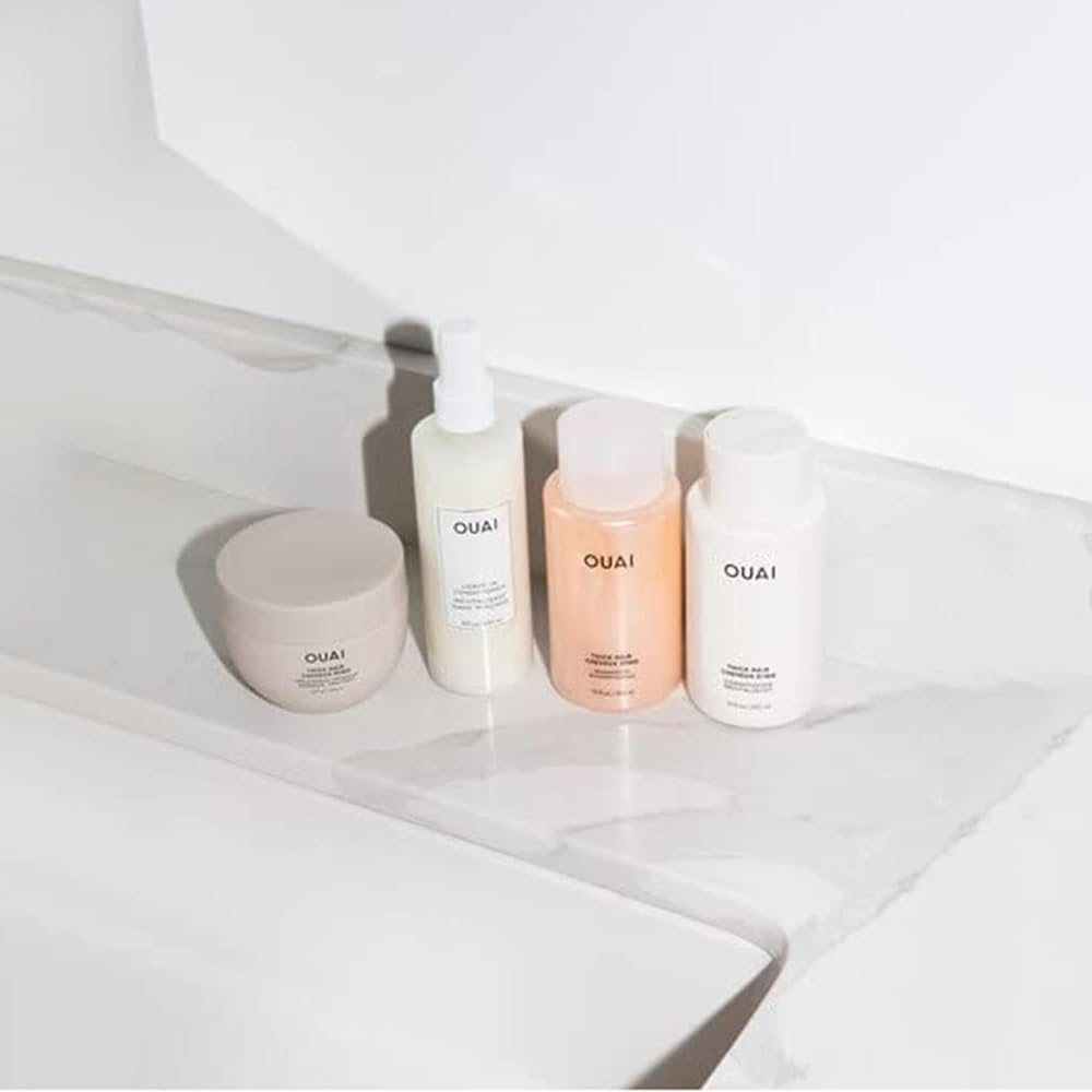 OUAI Thick Hair Shampoo & Conditioner Set – Travel Size with Keratin, Marshmallow Root, Shea Butter & Avocado Oil