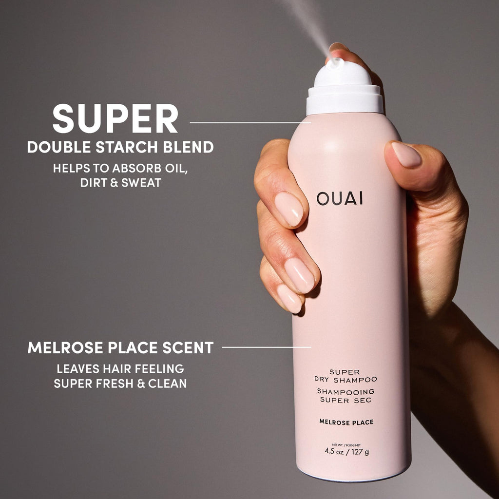 OUAI Super Dry Shampoo – Volumizing, Oil & Sweat Absorption with Seamless Blend & Melrose Place Scent (4.5 oz)