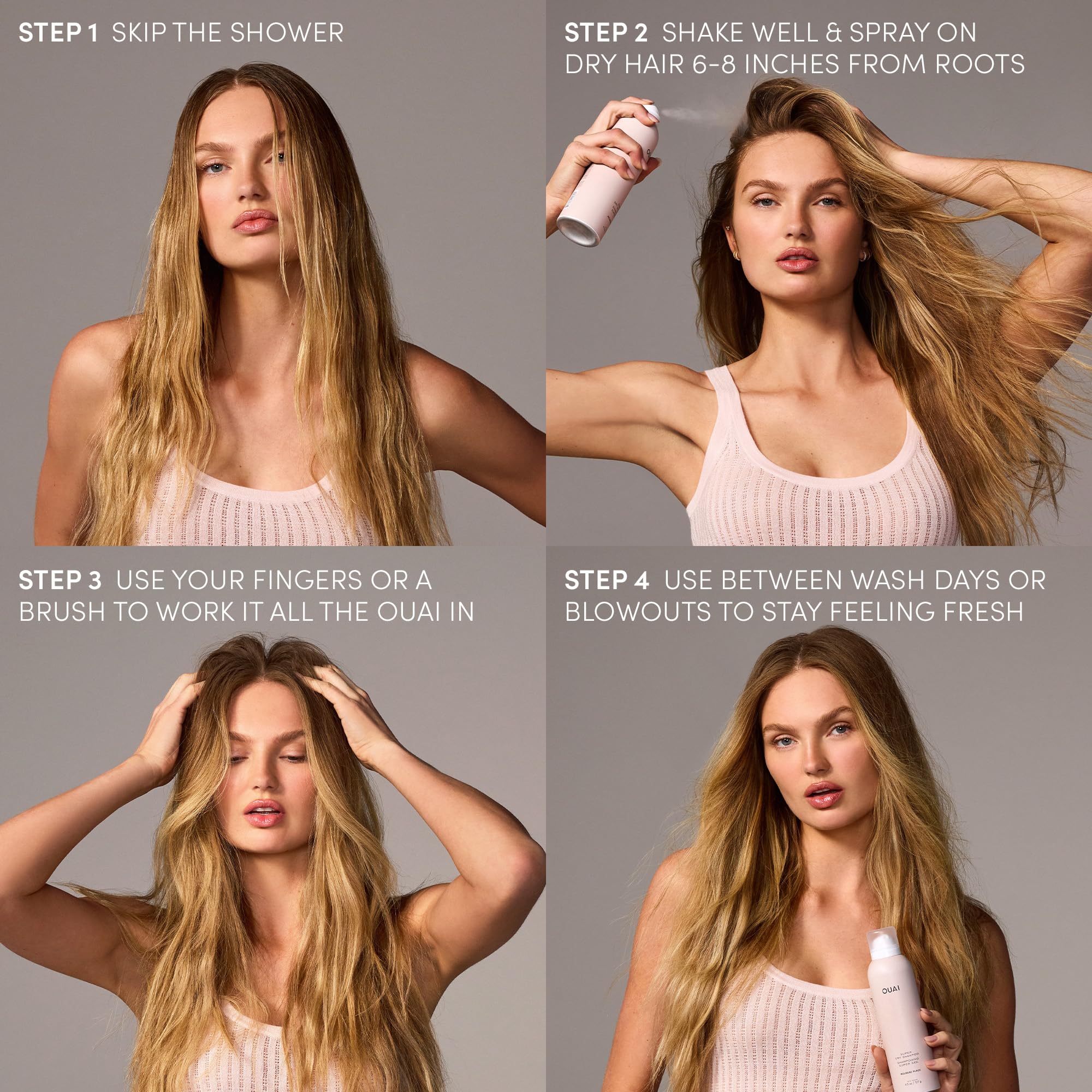 OUAI Super Dry Shampoo – Volumizing, Oil & Sweat Absorption with Seamless Blend & Melrose Place Scent (4.5 oz)