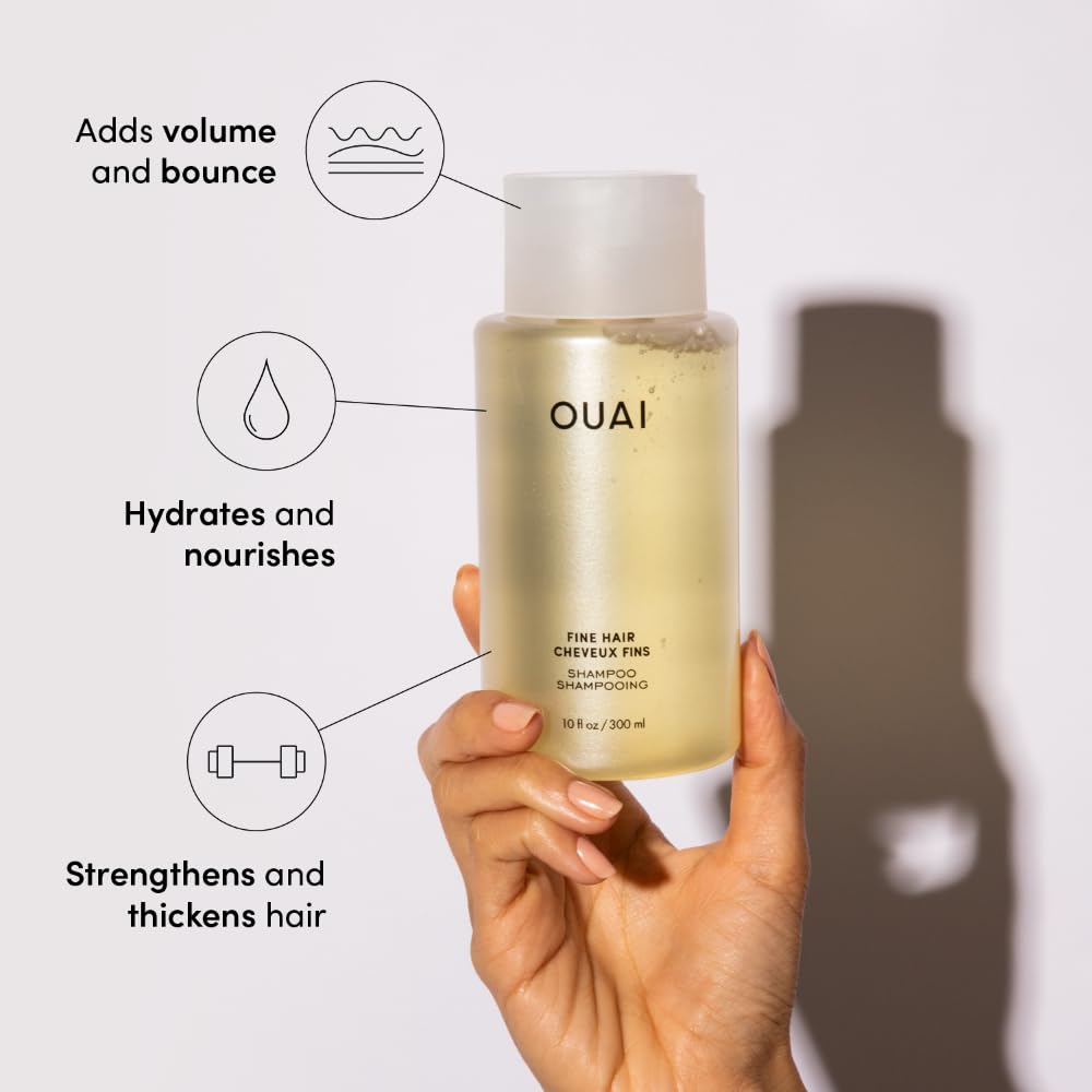 OUAI Fine Hair Shampoo & Conditioner Set – Travel Size, Volumizing with Keratin, Biotin & Chia Seed Oil