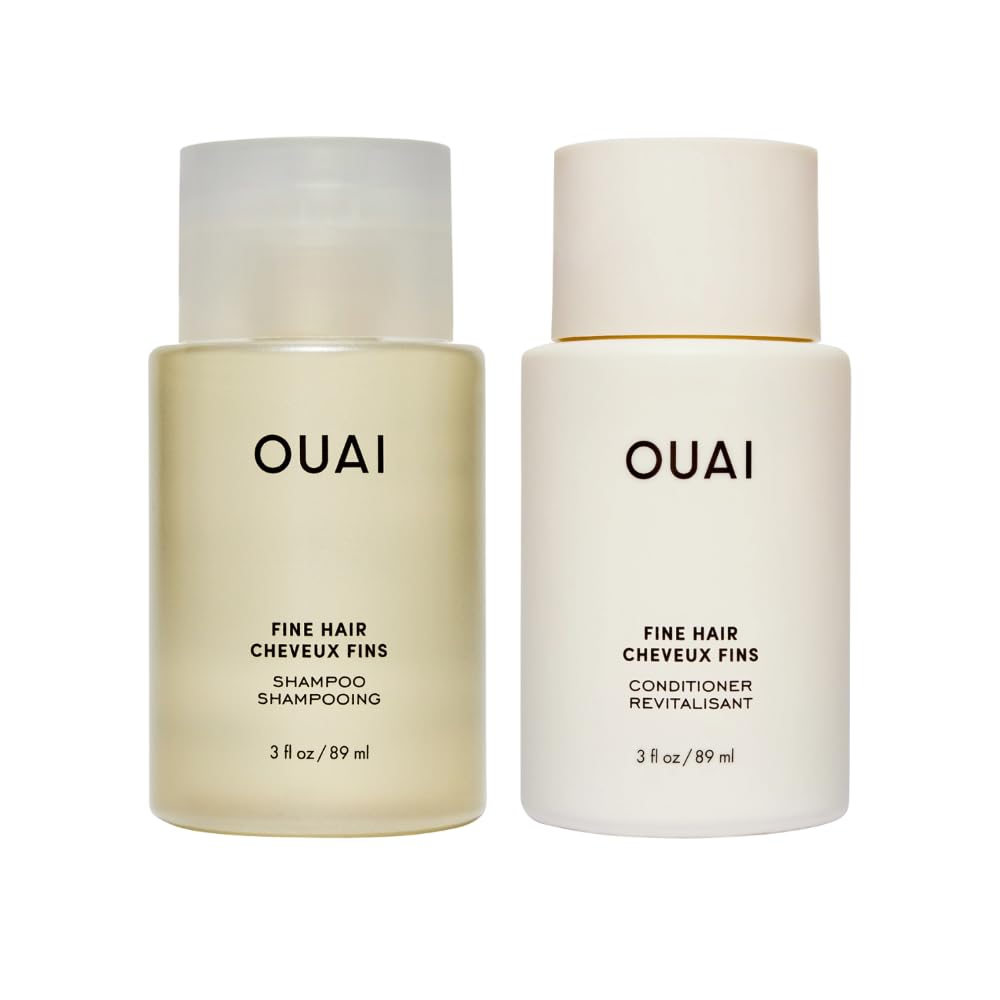 OUAI Fine Hair Shampoo & Conditioner Set – Travel Size, Volumizing with Keratin, Biotin & Chia Seed Oil