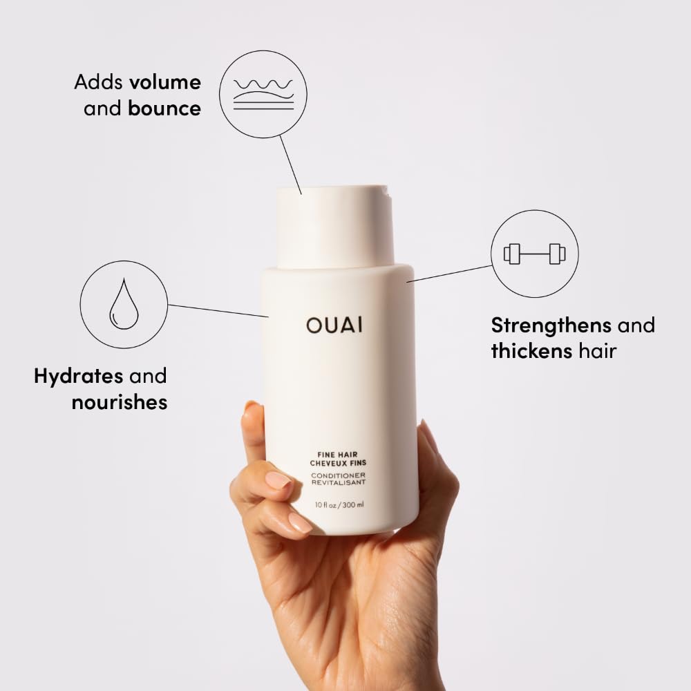 OUAI Fine Hair Shampoo & Conditioner Set – Travel Size, Volumizing with Keratin, Biotin & Chia Seed Oil
