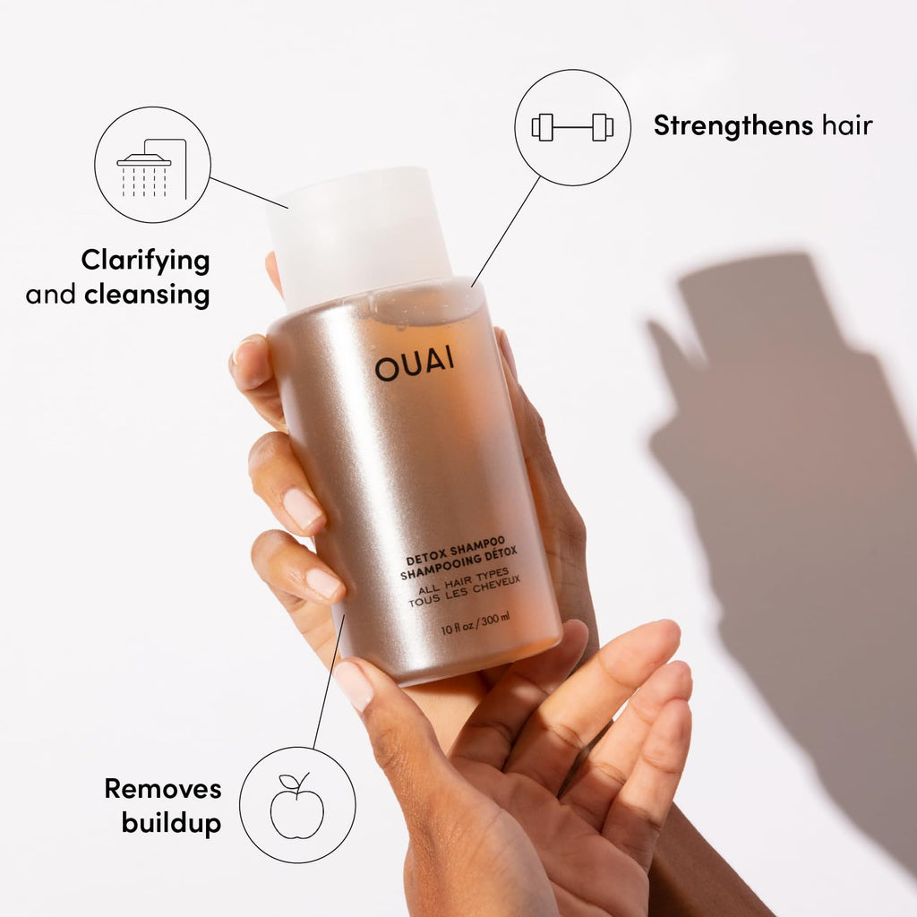 OUAI Travel Kit (4 Count) – Leave-In Conditioner, Detox Shampoo, Hair Mask & Scalp Scrub