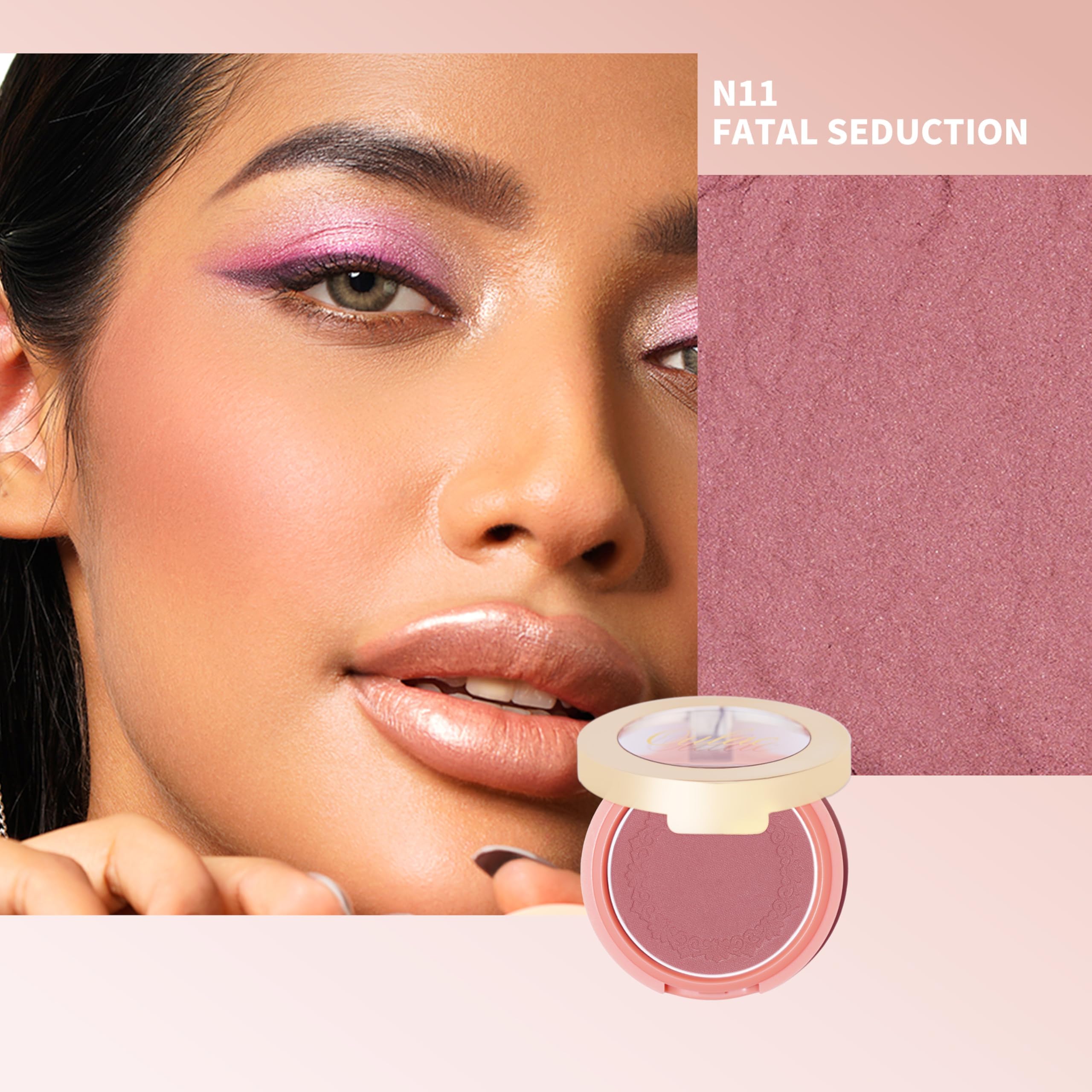 OULAC Blush Powder Mauve | Natural Matte Finish, Buildable Color, Vegan & Cruelty-Free 4.8g