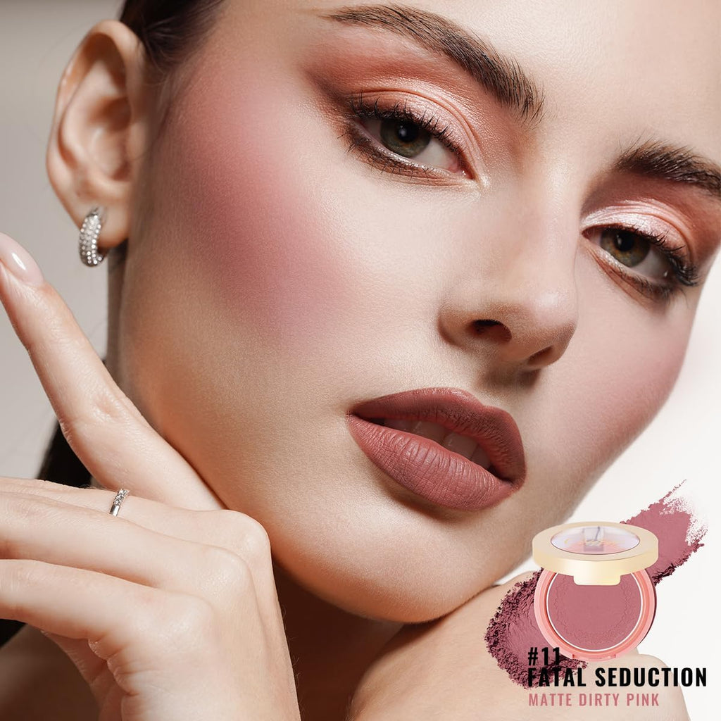 OULAC Blush Powder Mauve | Natural Matte Finish, Buildable Color, Vegan & Cruelty-Free 4.8g