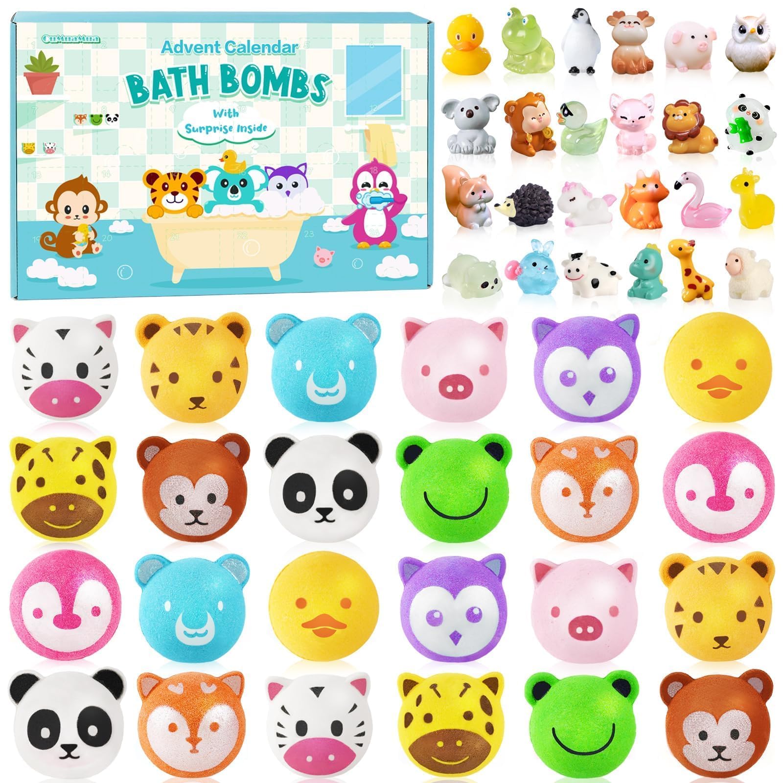 OuMuaMua Christmas Advent Calendar 2025 – 24 Bath Bombs with Surprise Toys Inside