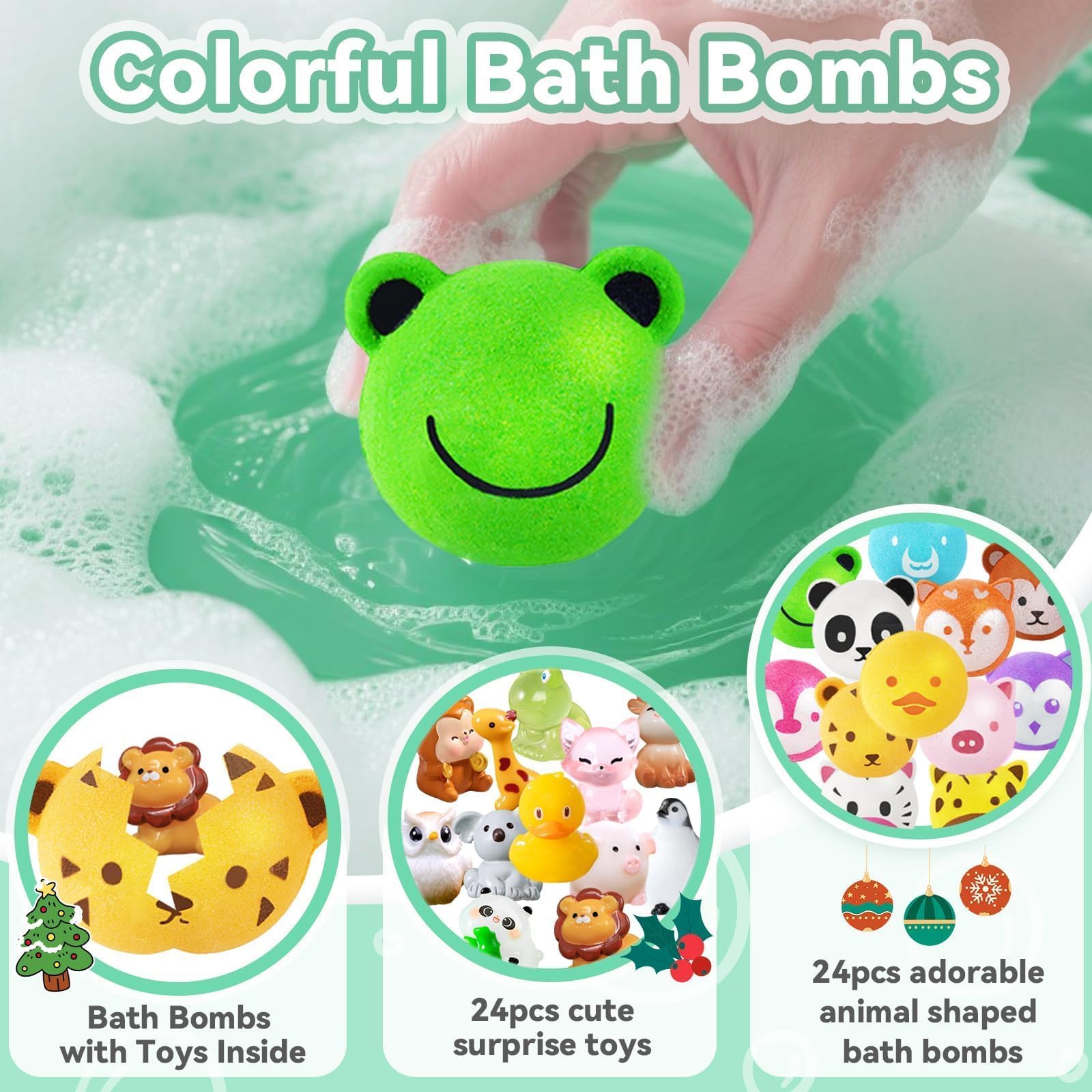 OuMuaMua Christmas Advent Calendar 2025 – 24 Bath Bombs with Surprise Toys Inside