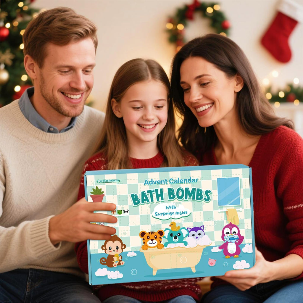OuMuaMua Christmas Advent Calendar 2025 – 24 Bath Bombs with Surprise Toys Inside