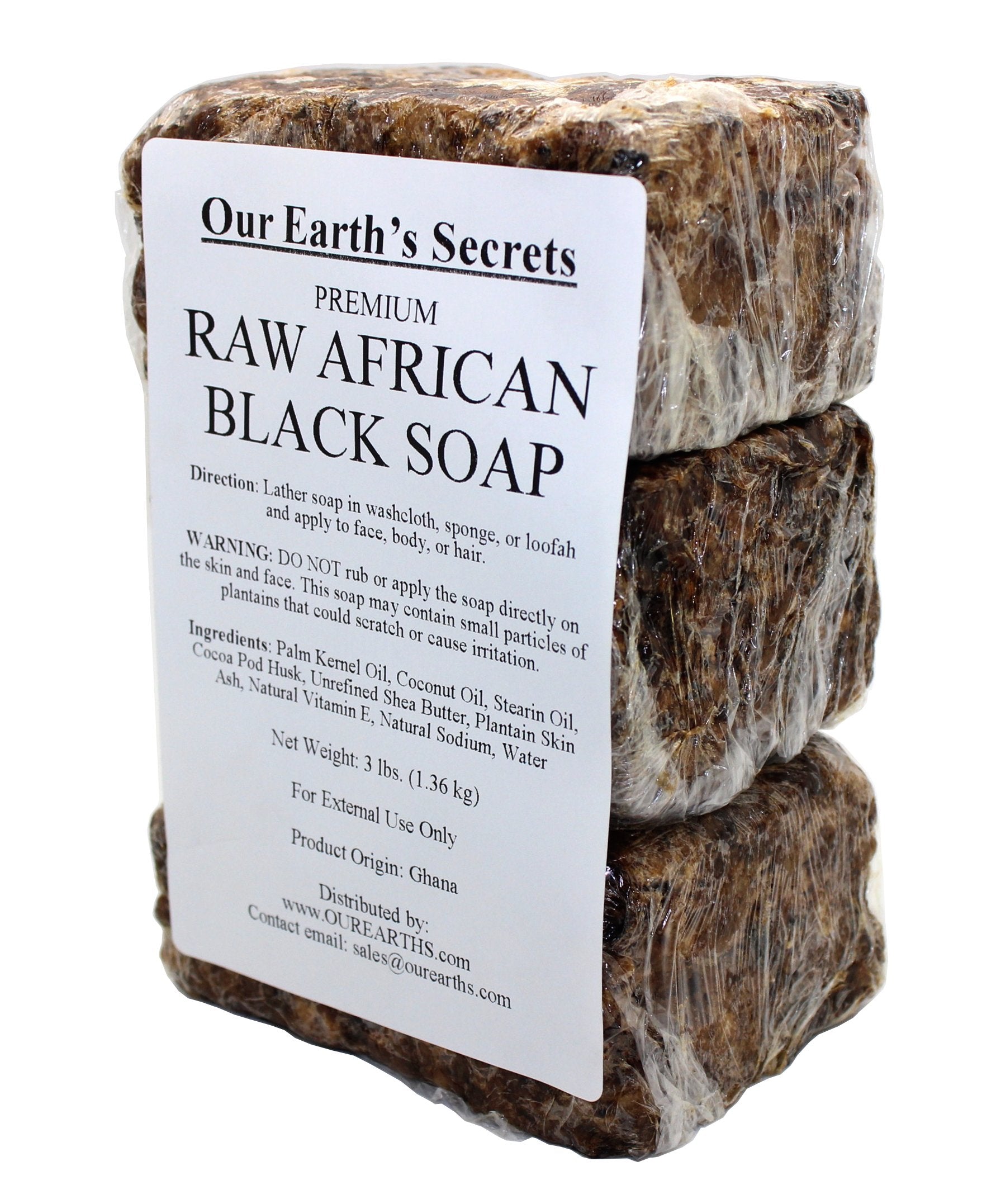 Our Earth's Secrets Premium Raw African Black Soap — 3 lb Bar (Ghana)
