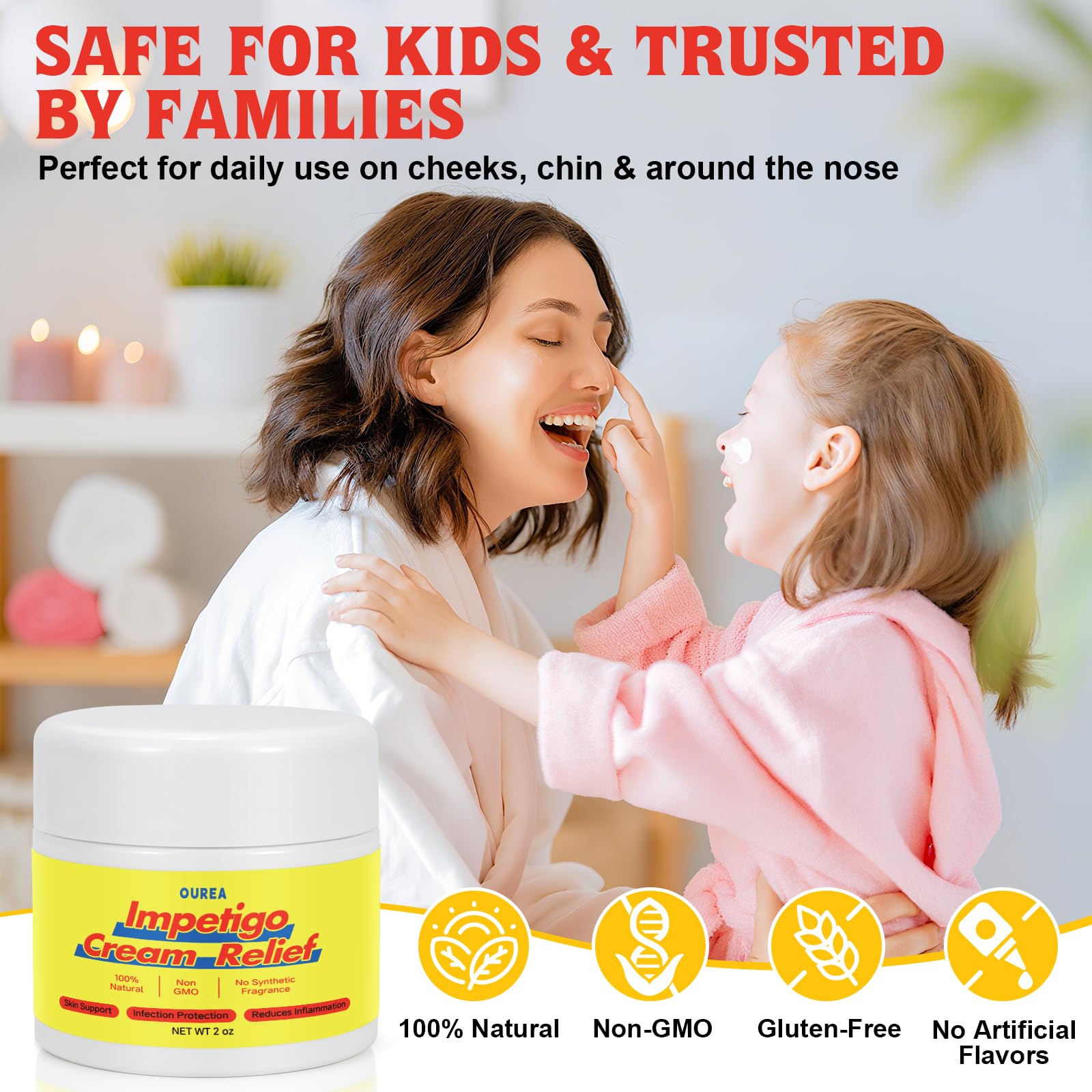 Ourea Impetigo Cream for Kids & Adults – Gentle Natural 2 oz Ointment
