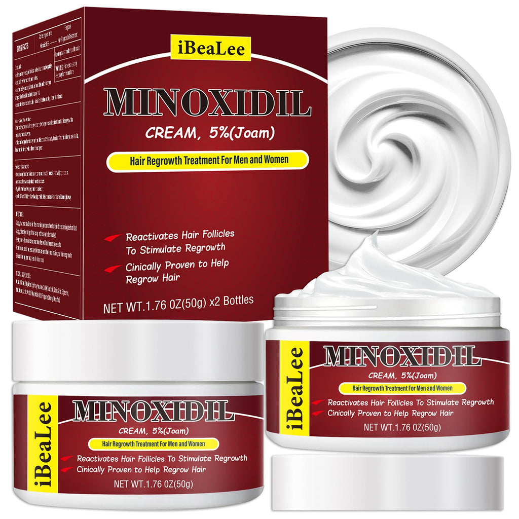 OURMUST 5% Minoxidil Hair Growth Cream – Extra Strength for Men & Women, 2 Bottles