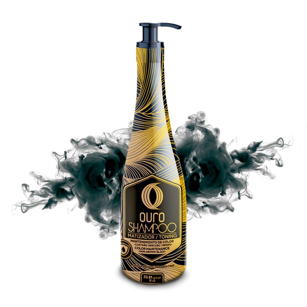 OURO Color-Enhancing Shampoo for Dark Brown & Black Hair – Neutralizes Brassiness, Boosts Shine, Color Protection (33.81 oz)