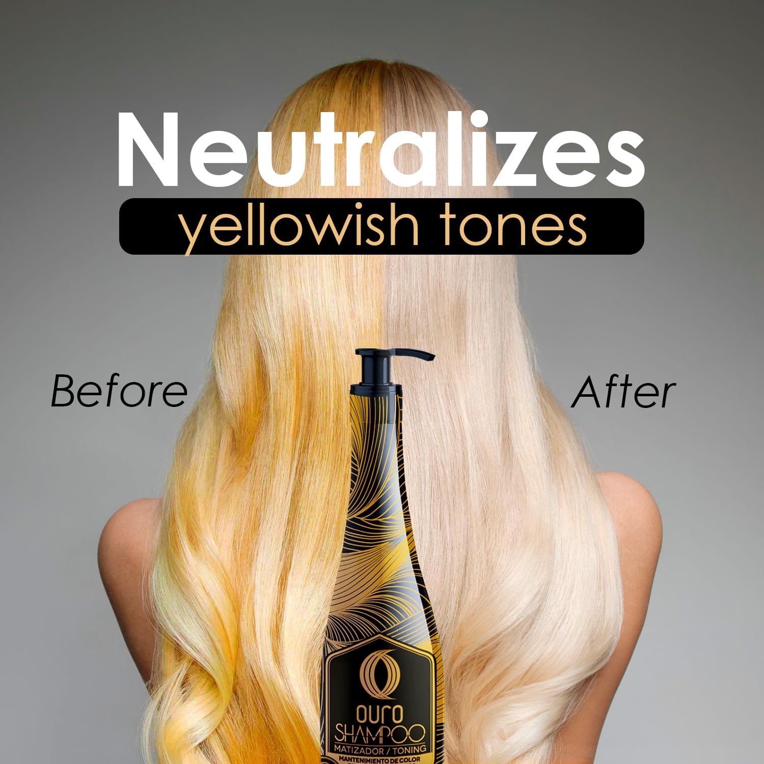 OURO Color-Enhancing Shampoo for Dark Brown & Black Hair – Neutralizes Brassiness, Boosts Shine, Color Protection (33.81 oz)