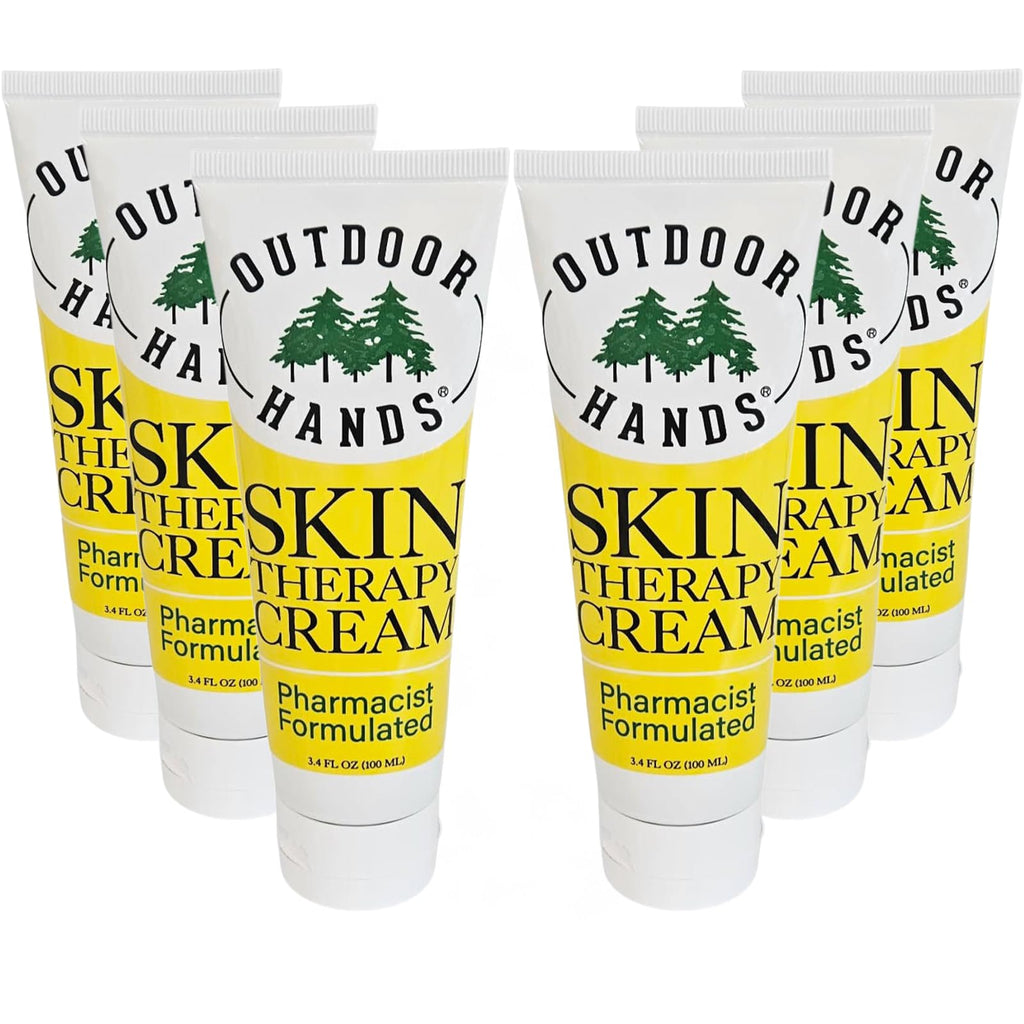 Outdoor Hands Skin Therapy Cream – Pharmacist-Formulated Hand Cream with Organic Oils & Botanical Extracts | 3.4oz, 6 Pack