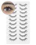 outopen 10 Pairs Fox Eye Manga Lashes – Natural Look, Clear Band, Asian Doll Style
