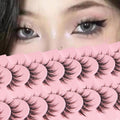 outopen Manga Lashes 10 Pairs – Natural Look, Clear Band, Anime Style Cosplay Lashes