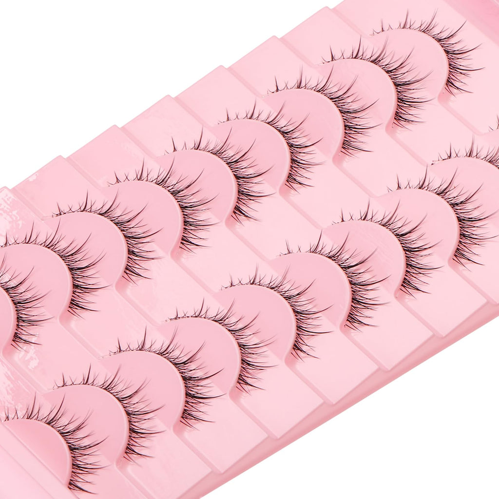 Outopen Manga Lashes - Natural Look Wispy Spiky Anime Lashes with Clear Band for Cosplay