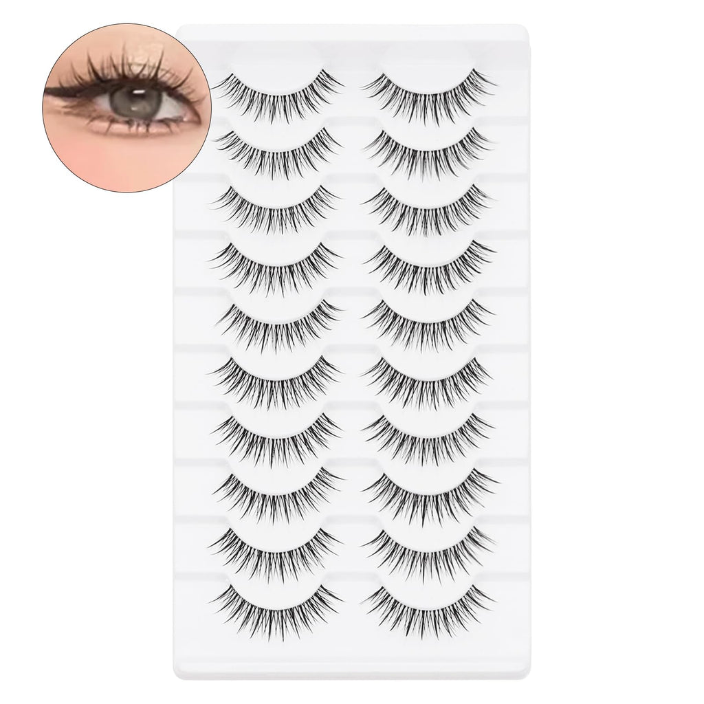 outopen Manga Lashes – 10 Pairs Natural Look with Clear Band | Anime-Inspired Lashes