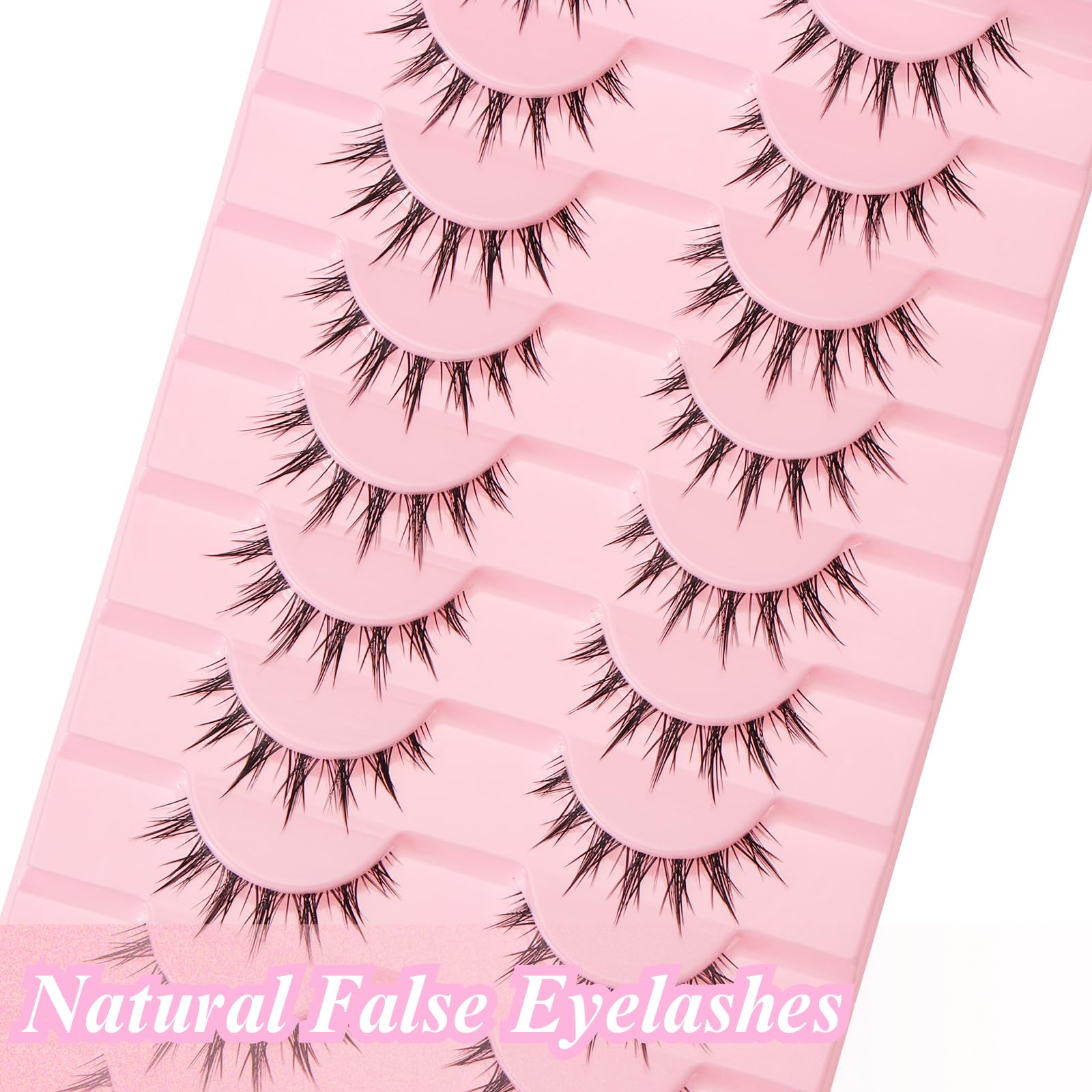 outopen Manga Lashes – 10 Pairs Natural Look Wispy Spiky Anime Lashes for Cosplay