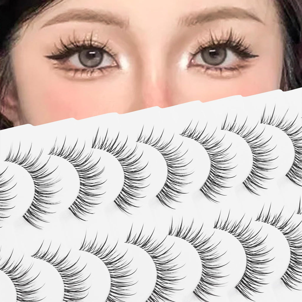 outopen Manga Lashes – 10 Pairs Natural Look with Clear Band | Anime-Inspired Lashes