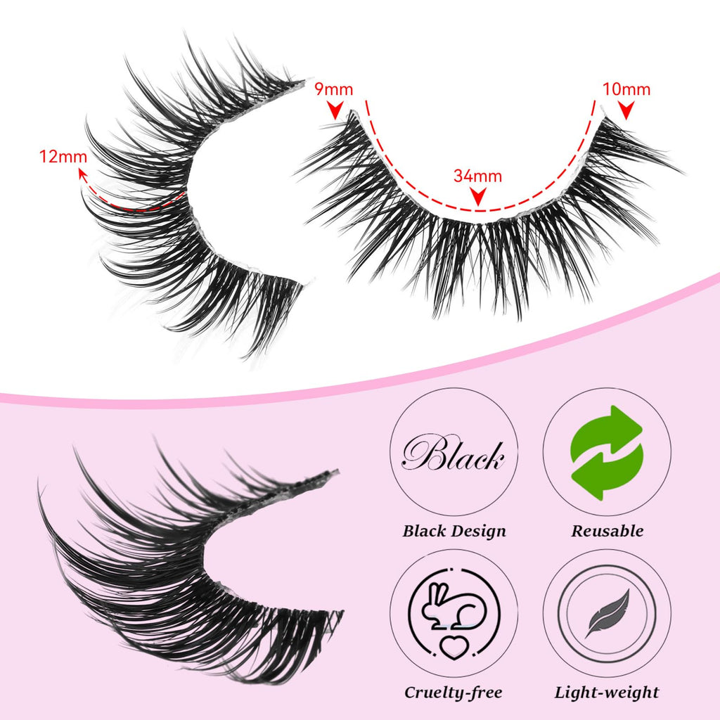 outopen Manga Lashes 10 Pairs – Natural Look, Clear Band, Anime Style Cosplay Lashes