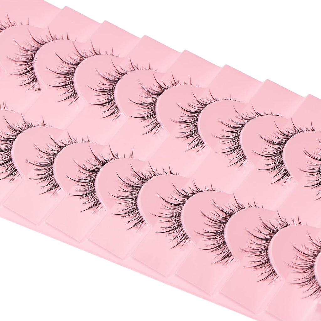 Outopen Manga Lashes - Natural Look Wispy Spiky Anime Lashes with Clear Band for Cosplay