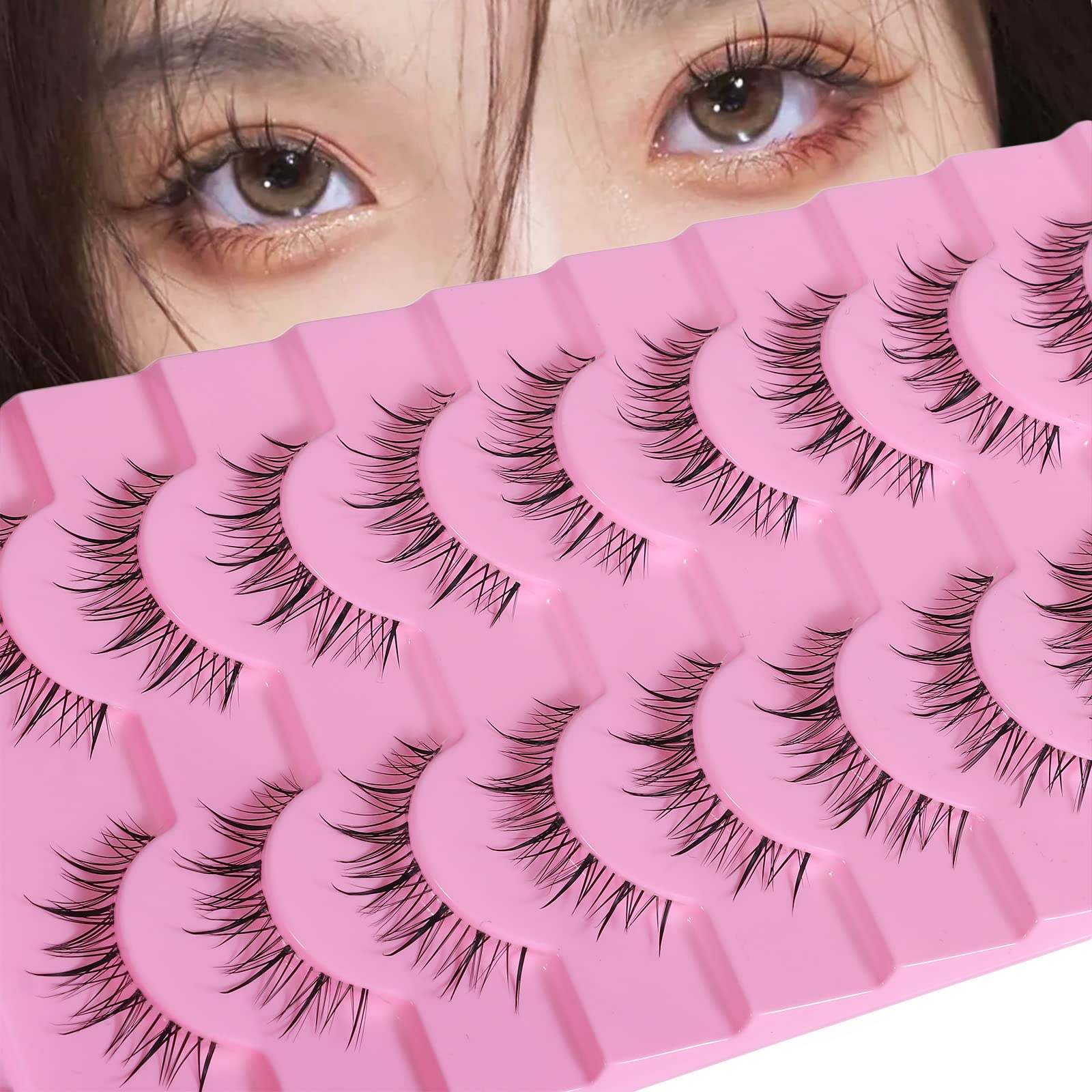 outopen Manga Lashes – Natural Look False Eyelashes, Clear Band, Anime Cosplay Lashes