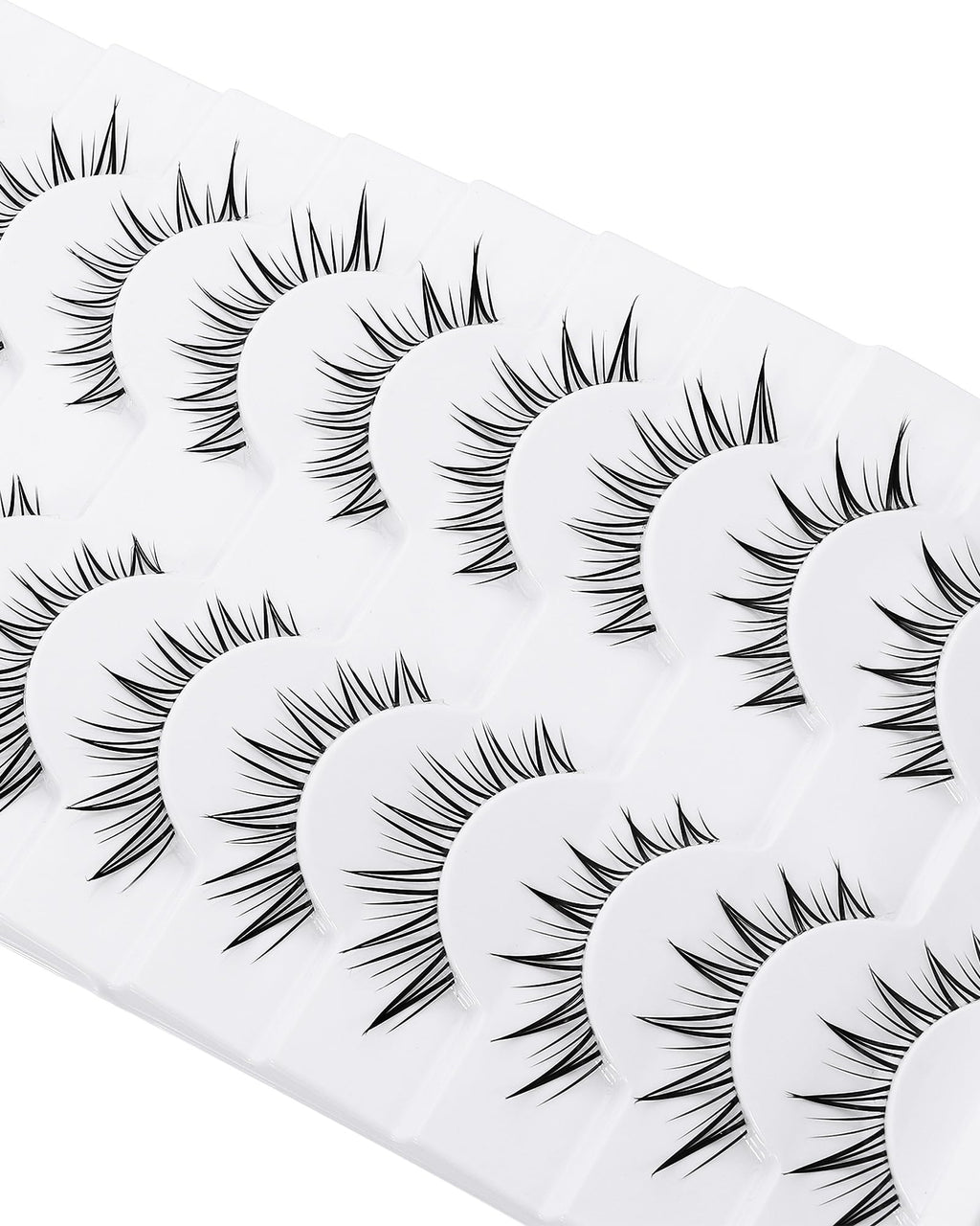 outopen 10 Pairs Fox Eye Manga Lashes – Natural Look, Clear Band, Asian Doll Style