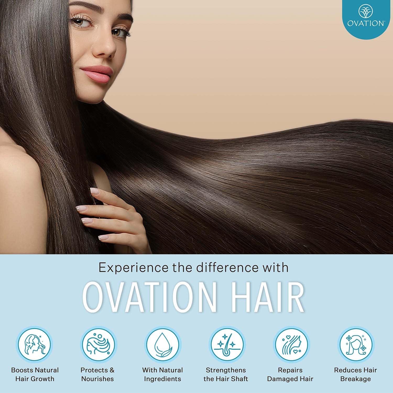 Ovation Hair Cell Therapy – Growth & Scalp Treatment for All Hair Types | No Minoxidil, Sulfates, or Parabens (6 oz)