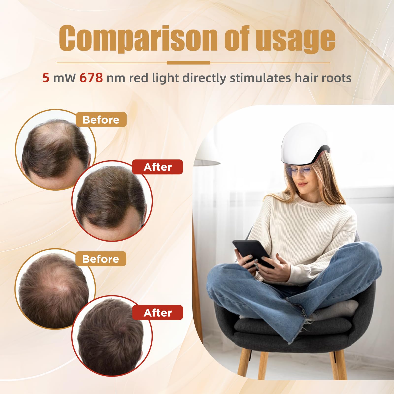 OVEKPA Red Light Therapy Hair Growth Device – FDA Cleared Laser Cap for Hair Regrowth
