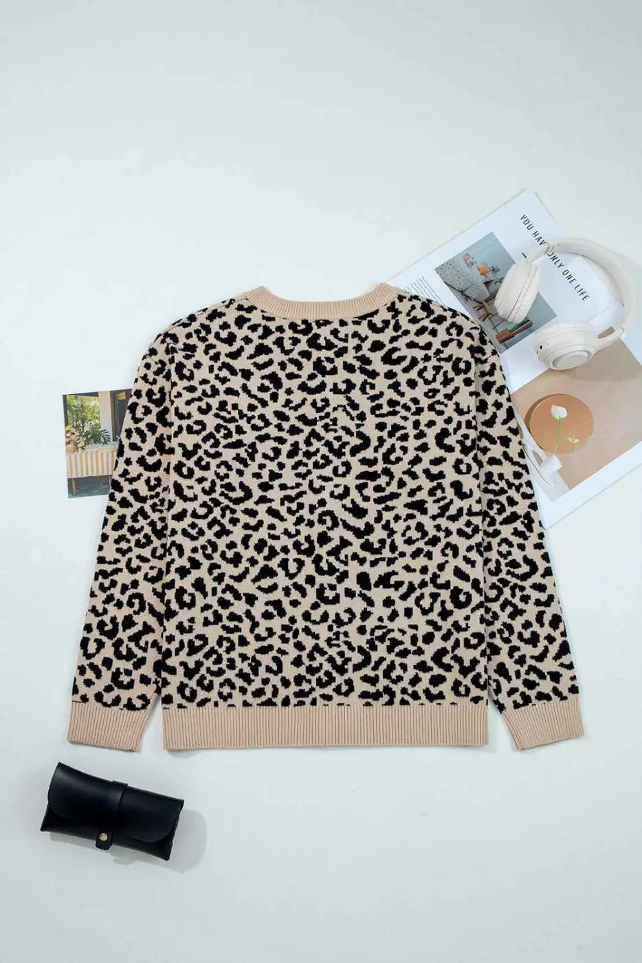 Oversized Chunky Knit Leopard Cardigan Women UK