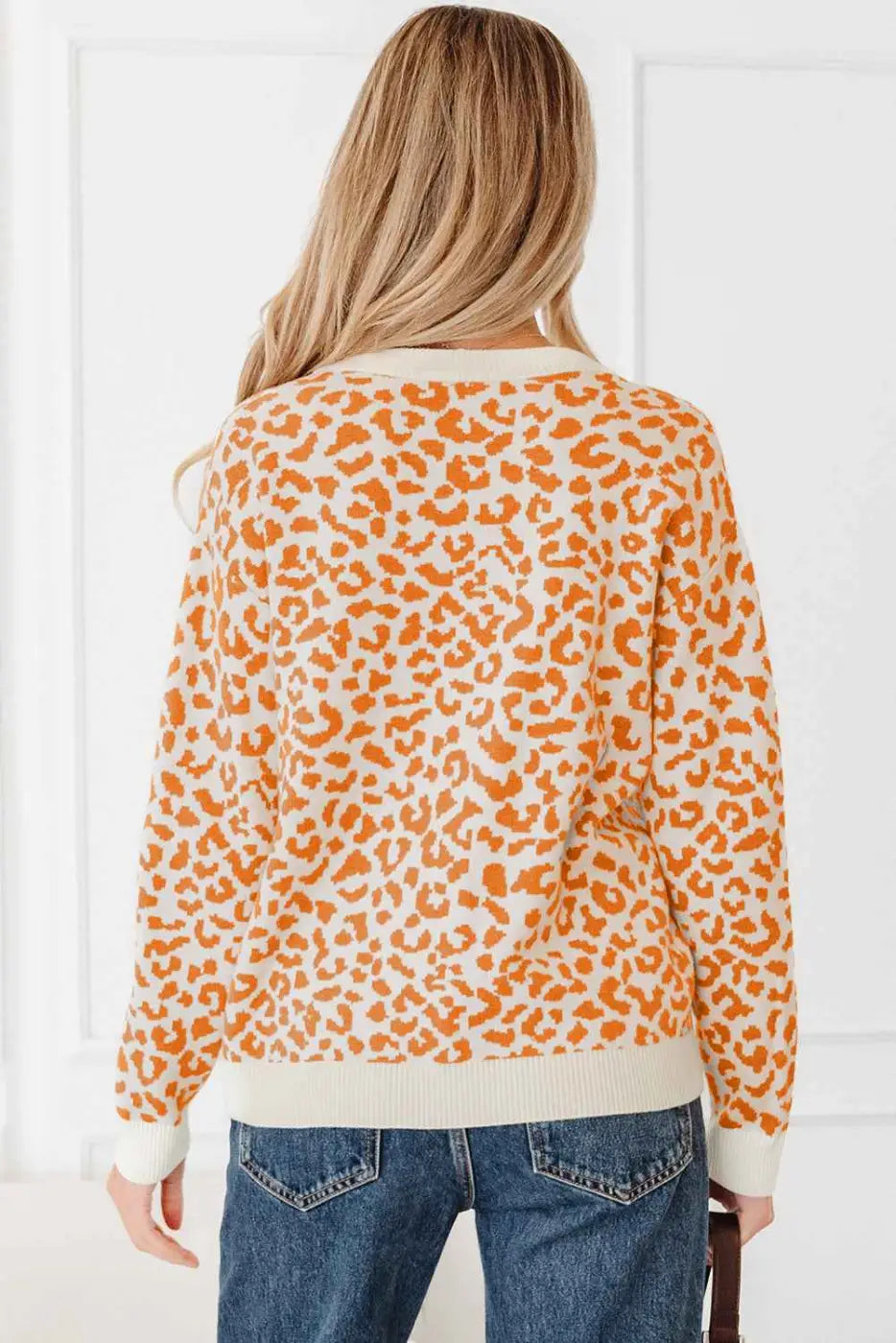 Oversized Chunky Knit Leopard Cardigan Women UK