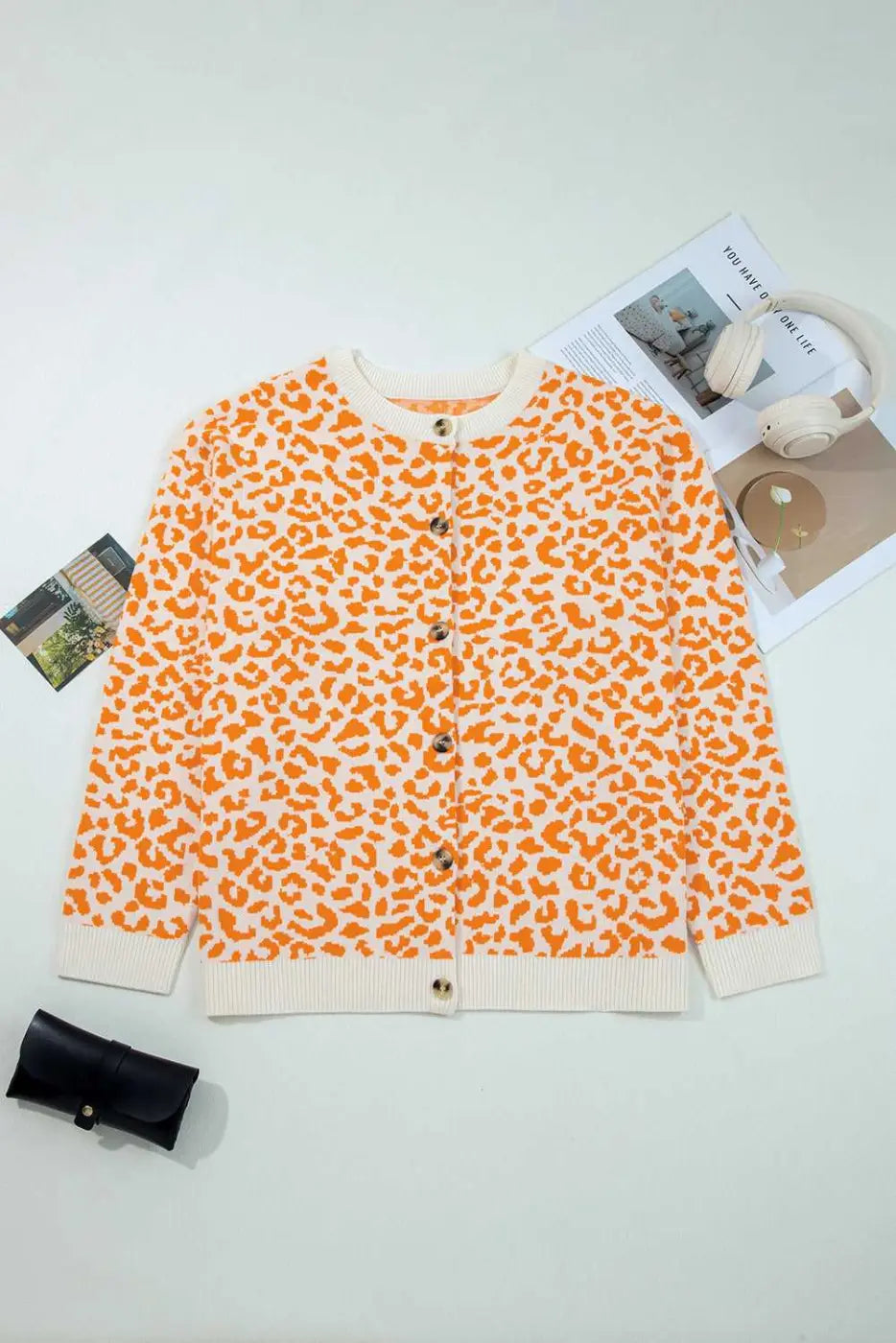 Oversized Chunky Knit Leopard Cardigan Women UK