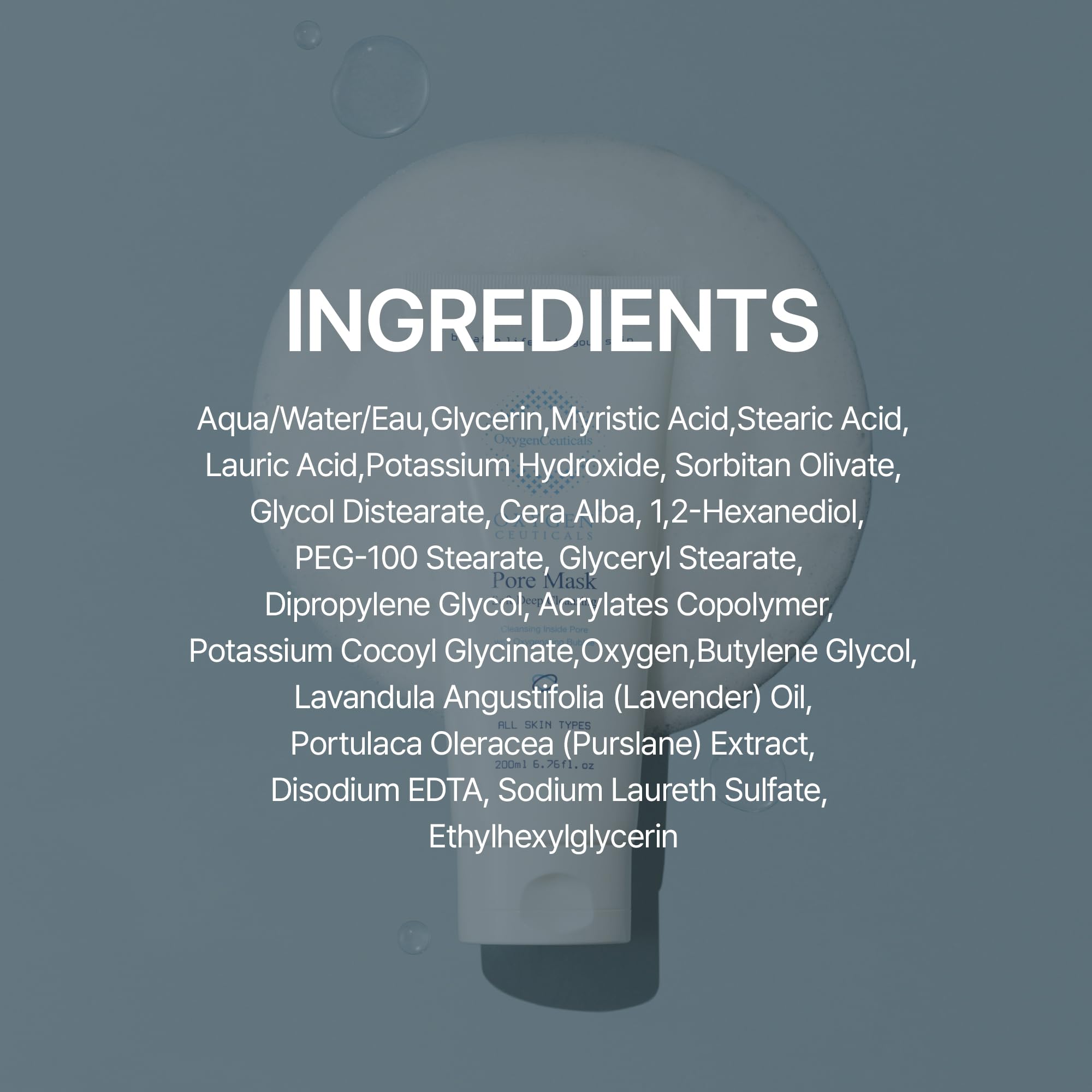 OxygenCeuticals Pore Mask – Deep Cleansing Foaming Cleanser with Stearic Acid, Lavender Oil & Portulaca