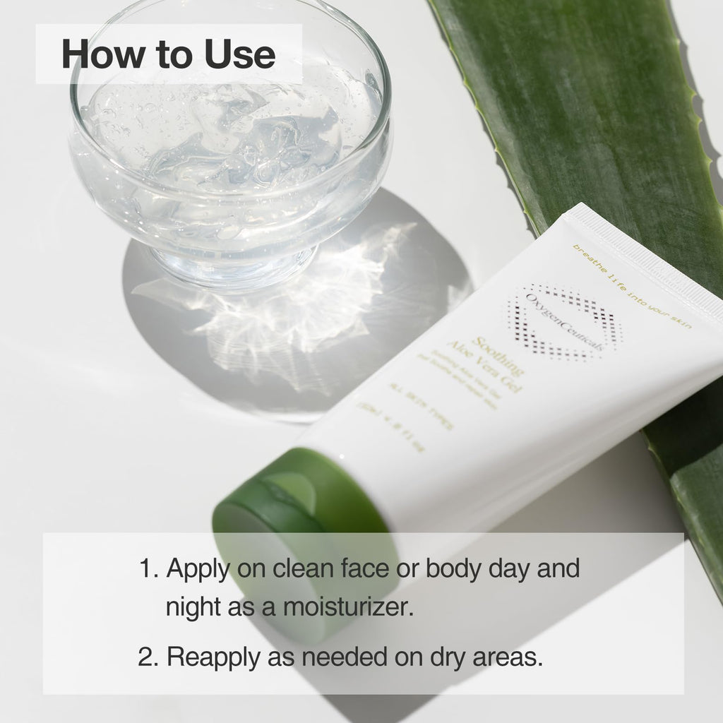 OxygenCeuticals Soothing Aloe Vera Gel – Alcohol-Free, All-Natural Hydration for Face & Body | 5.07 fl oz