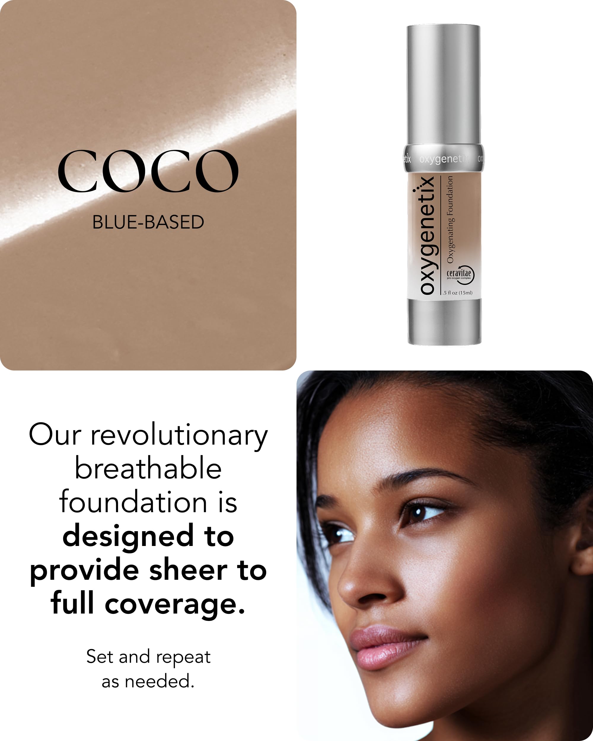 Oxygenetix Oxygenating Foundation Coco | Breathable, Buildable Coverage for Sensitive Skin