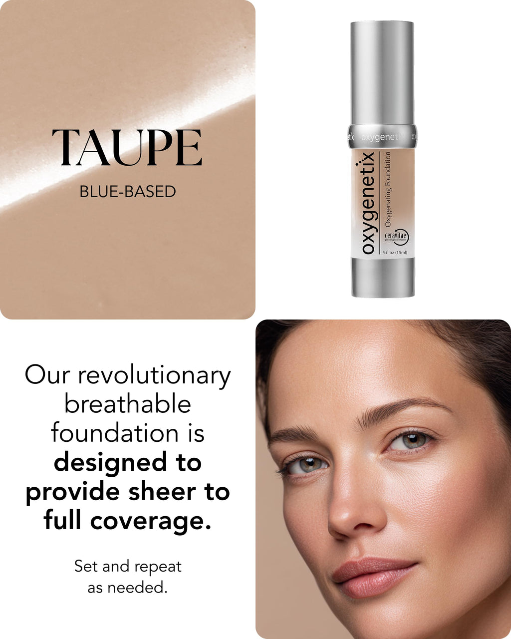 Oxygenetix Oxygenating Foundation – Taupe | Breathable, Buildable Coverage for Sensitive & Post-Treatment Skin