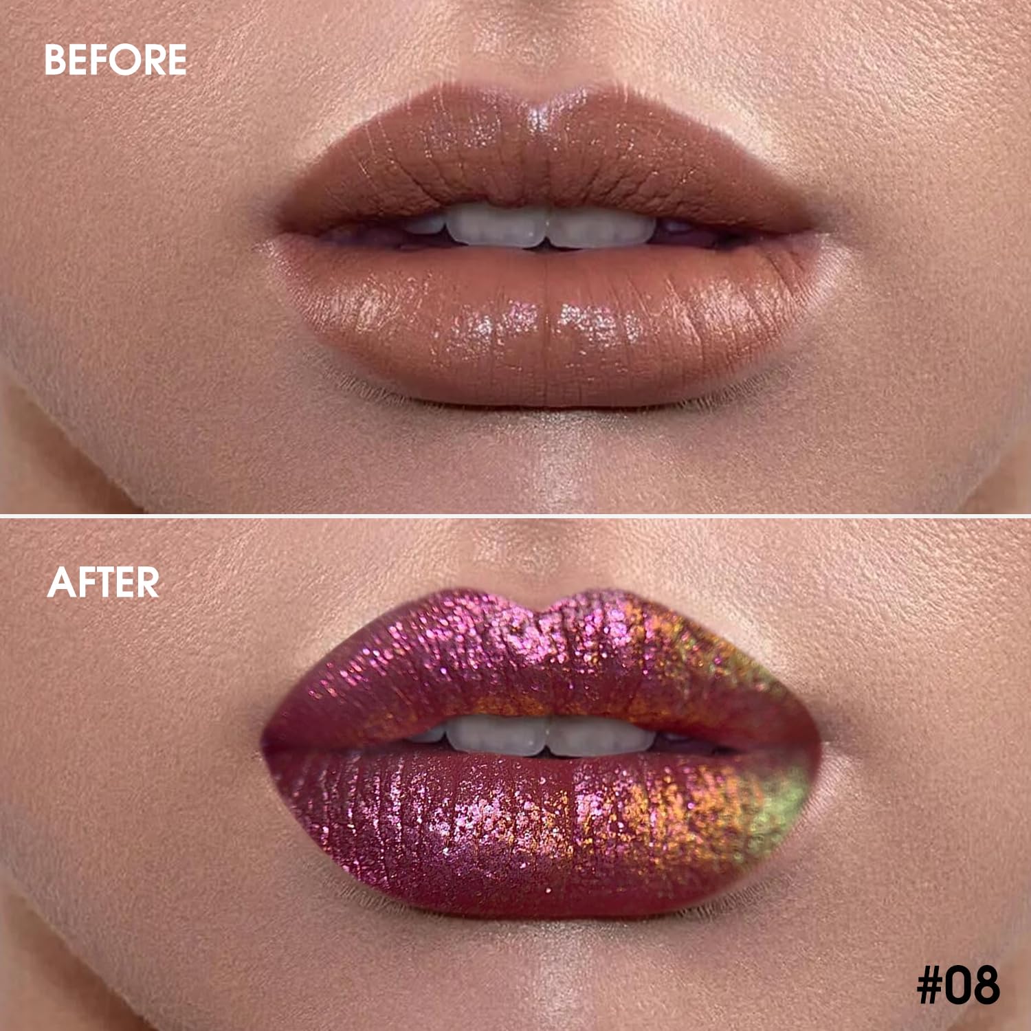 oygcee Chameleon Lipstick Pink Green Shimmer – Hydrating, Waterproof, Long-Lasting, Talc-Free (#8)