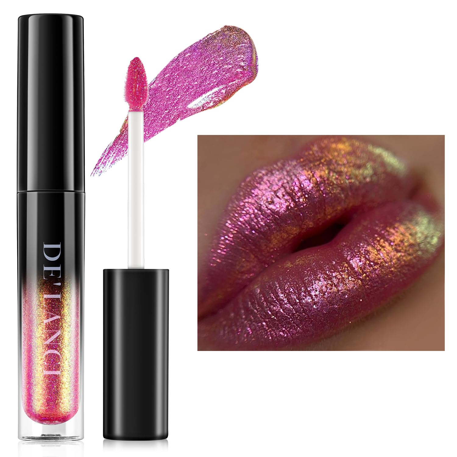 oygcee Chameleon Lipstick Pink Green Shimmer – Hydrating, Waterproof, Long-Lasting, Talc-Free (#8)