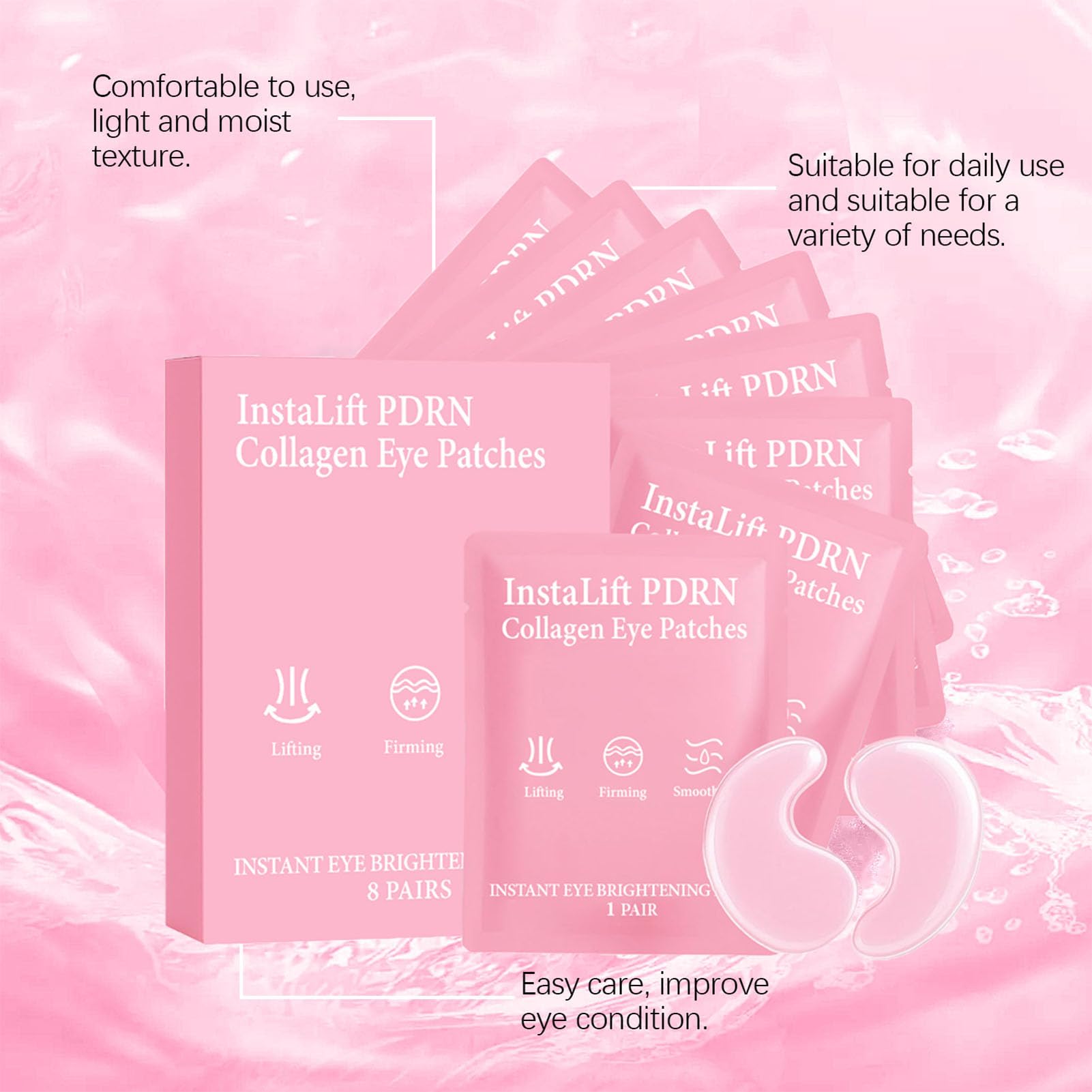 OYKOSE Instalift PDRN & Collagen Eye Patches | Hydrating Niacinamide Under Eye Masks | Serene Skincare, 8 Pairs