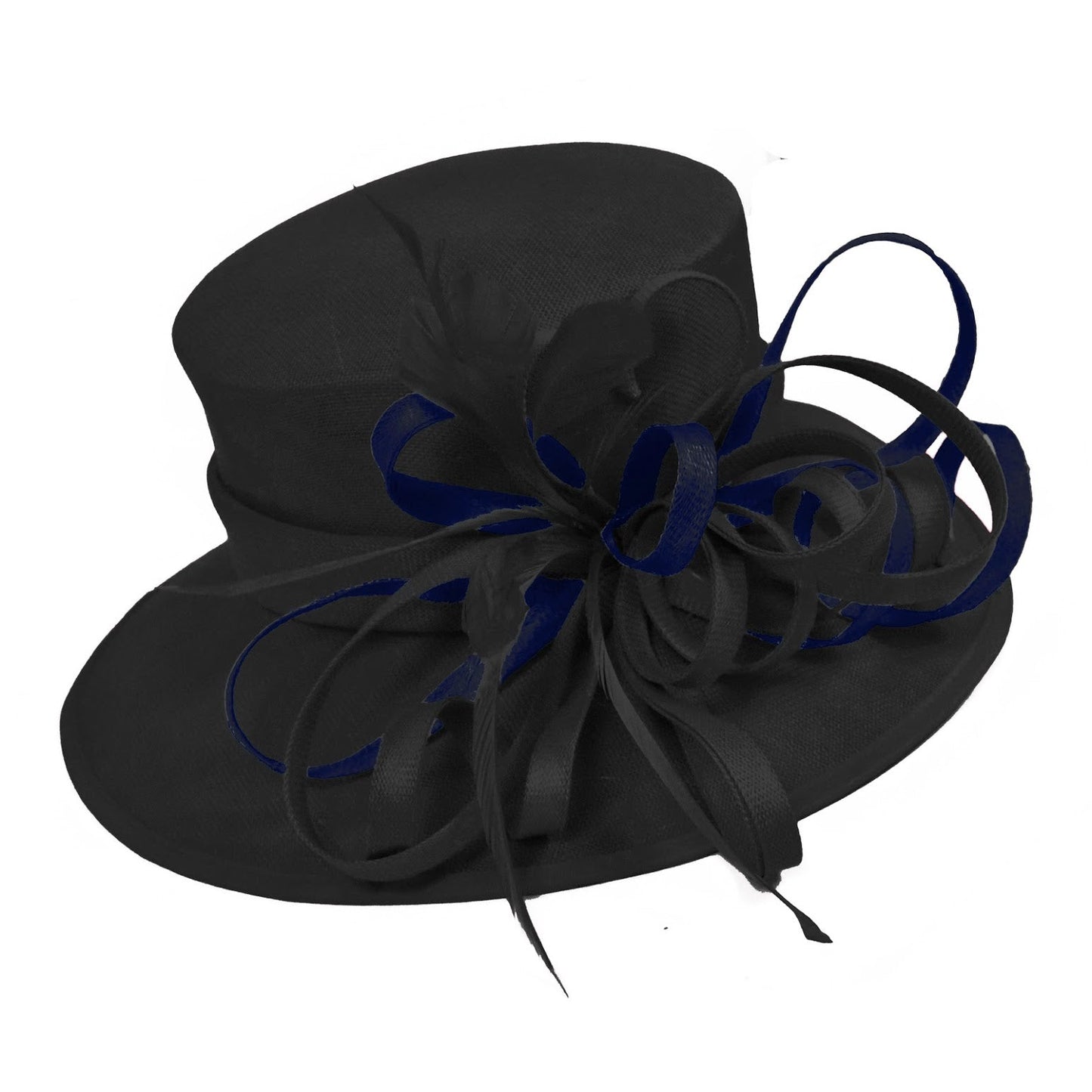 Black and Navy Blue Large Queen Brim Hat Occasion Hatinator Fascinator Weddings Formal