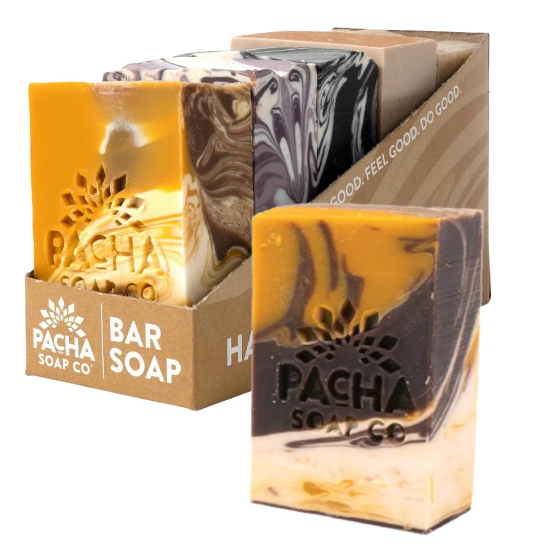 Pacha Soap Co. Almond Goat Milk Bar Soap – Handcrafted Hydrating 5-Pack (4 oz ea) – USA Made