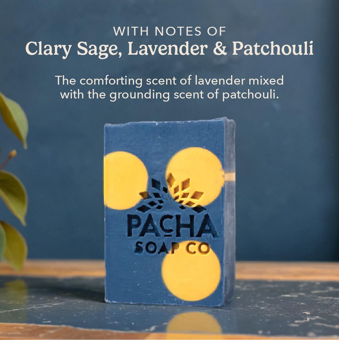 Pacha Soap Co. Lavender & Blue Tansy Bar Soap – Handcrafted 5-Pack (4 oz Each)